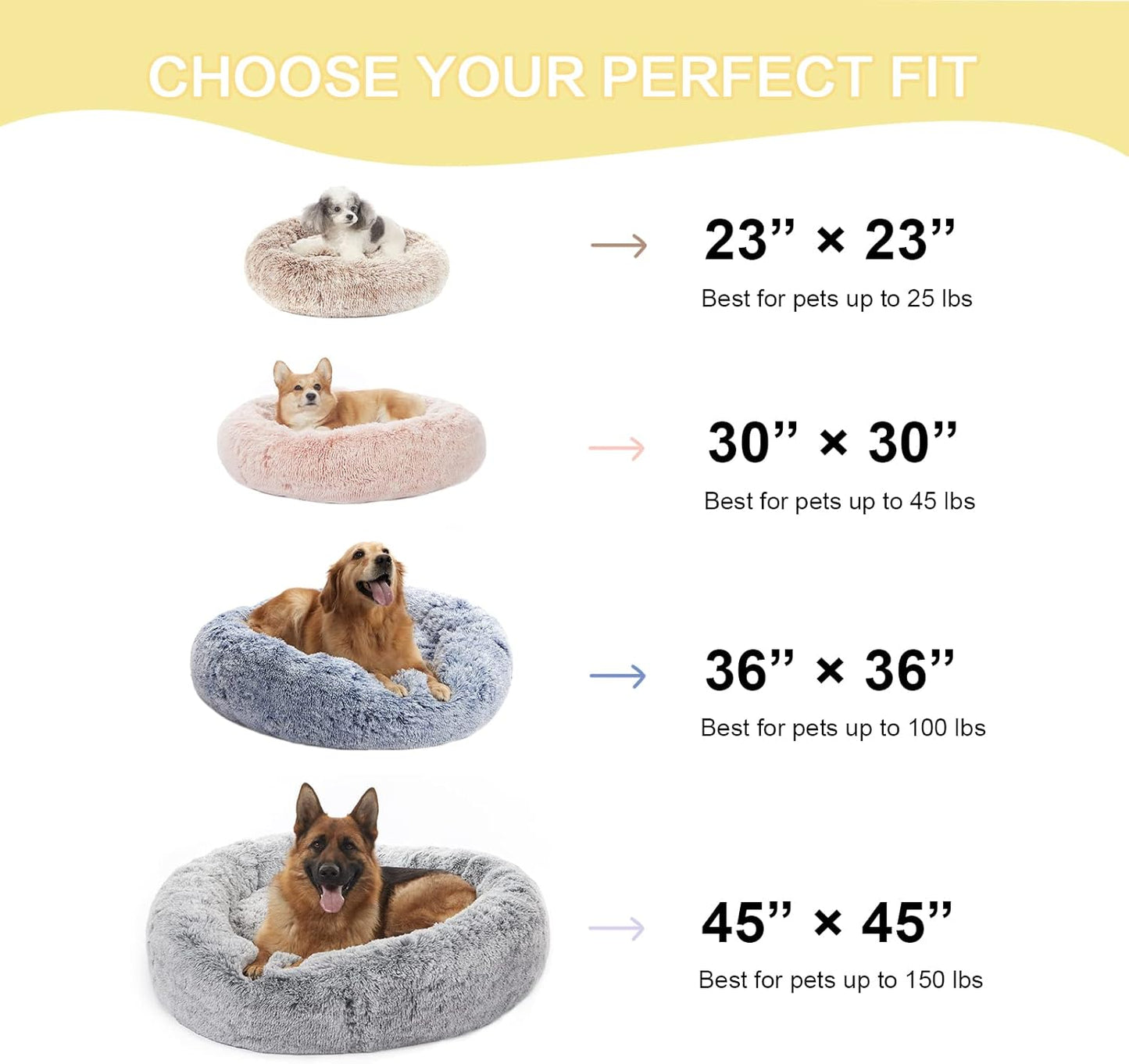 Bedfolks Calming Donut Dog Bed - 36" Round, Fluffy, Anti-Anxiety, Machine Washable Pet Bed (Pink, Large)