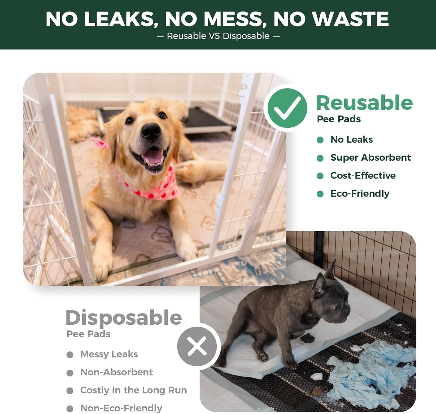 FXW Washable Pee Pads for Dogs, Puppy Pads with Super Absorbent, Specifically Designed for FXW Rollick/Homeplus 32/40/45inch 6 Panels Dog Playpen, 71" × 43" Rectangle, Khaki, 1 Pack