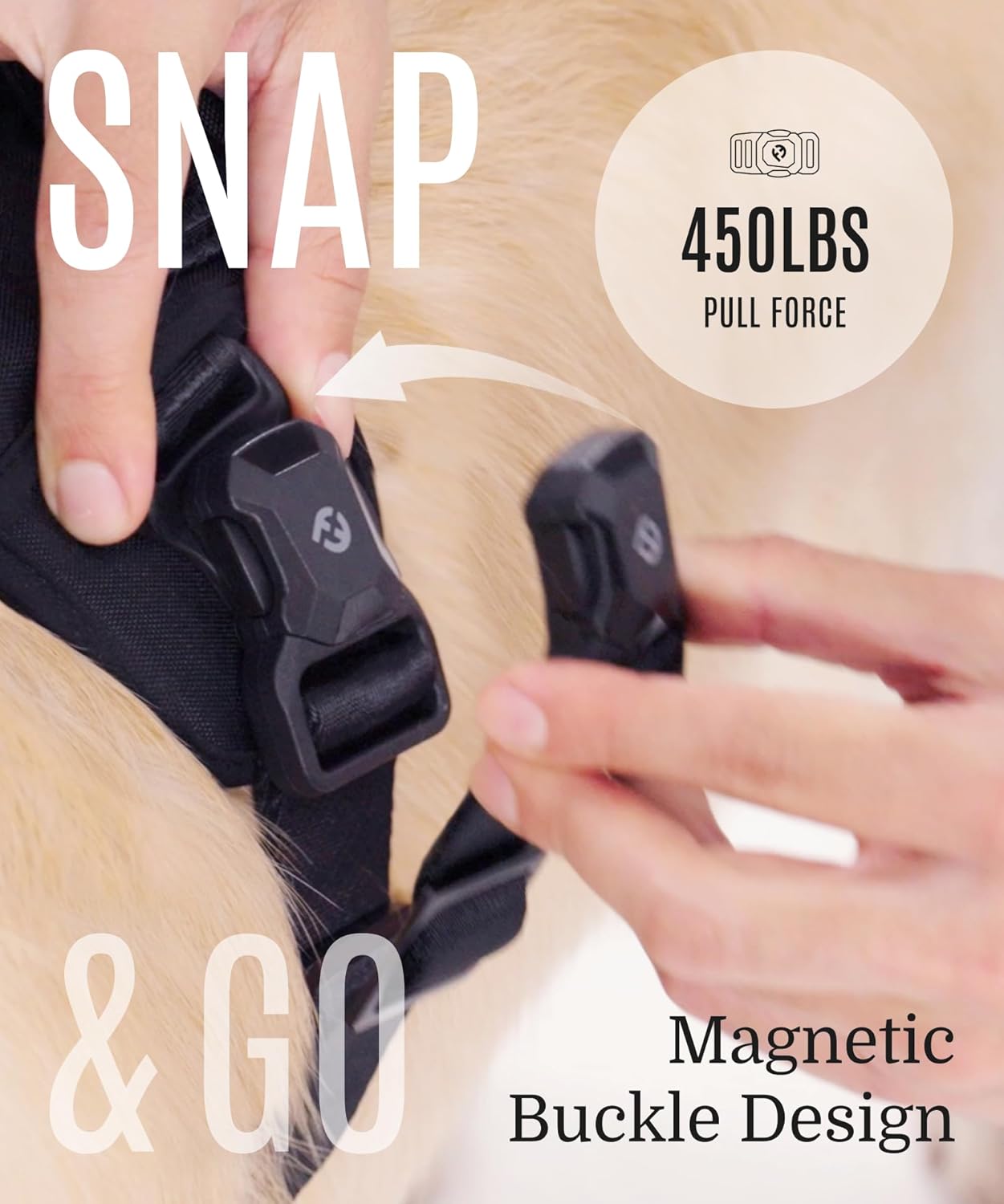 2025 New Edition, Fei & Eve MagEase Dog Harness - 3-Second Magnetic Buckles | 3-Point No-Pull Control | Heavy-Duty 900D Nylon | Dual Safety Handles | Breathable Mesh | Adjustable Fit | Medium, Green