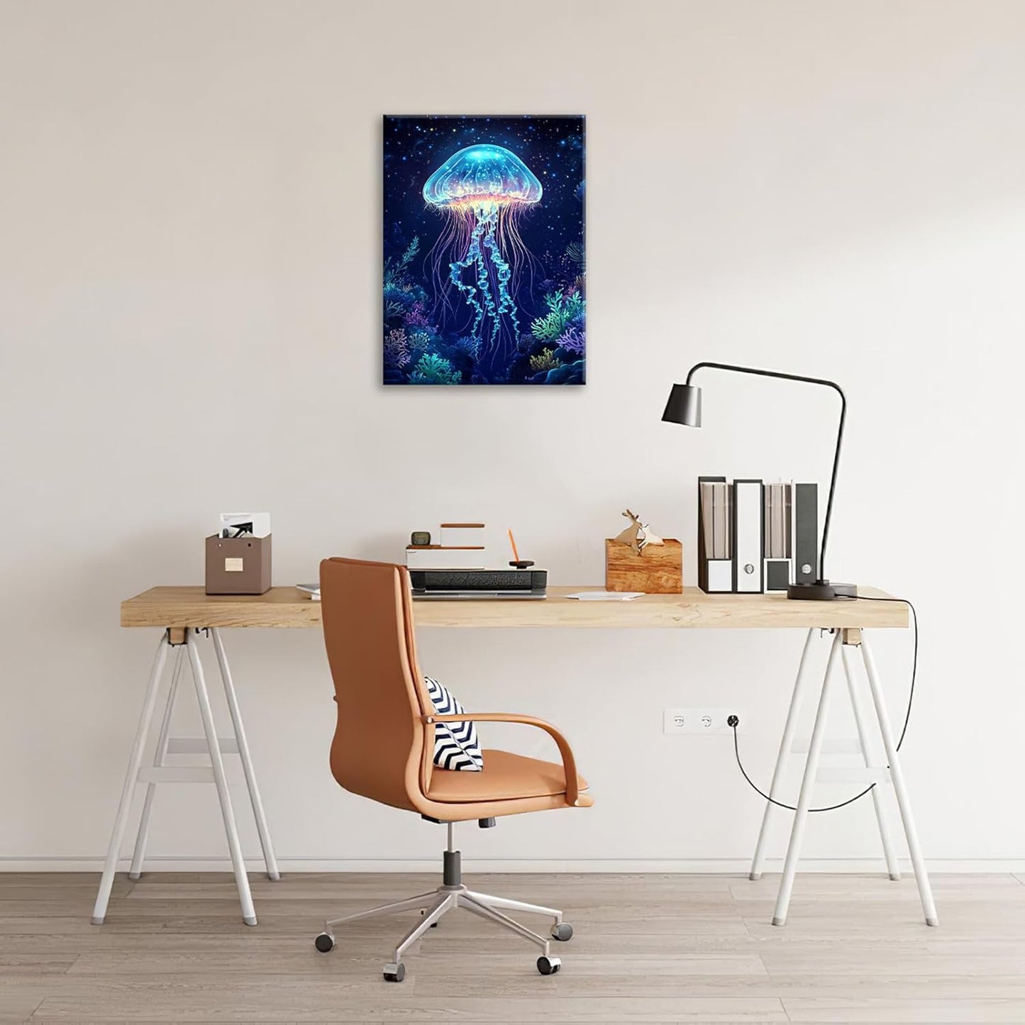Ocean Jellyfish Wall Art Canvas Coral Fish Wall Decor Prints Framed Painting Underwater Pictures Gifts Artwork for Bathroom Living Dining 16"x20"