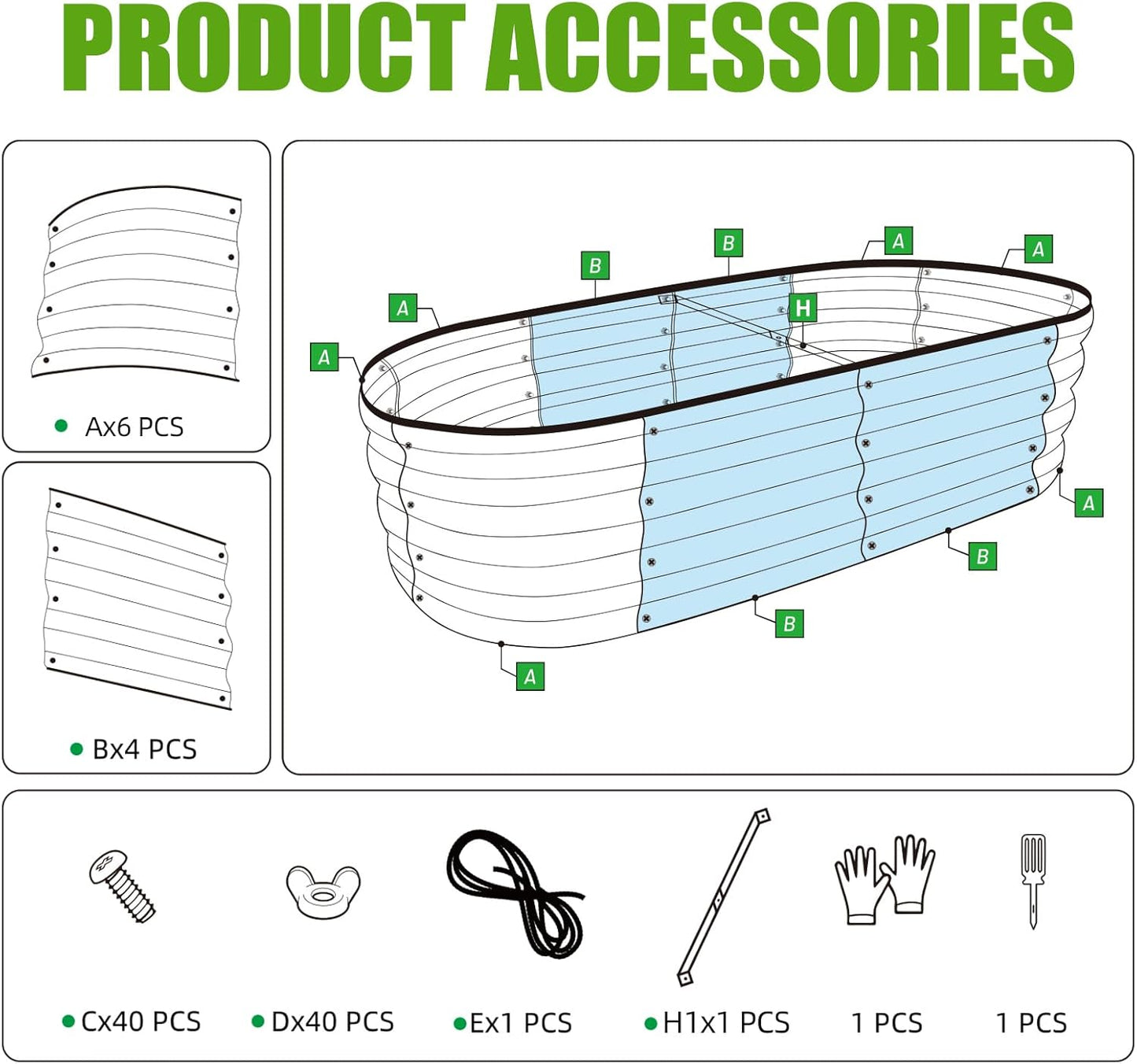 SnugNiture Galvanized Raised Garden Bed Outdoor, 2 Pcs 4x2x1ft Oval Metal Planter Box for Planting Plants Vegetables, Brown