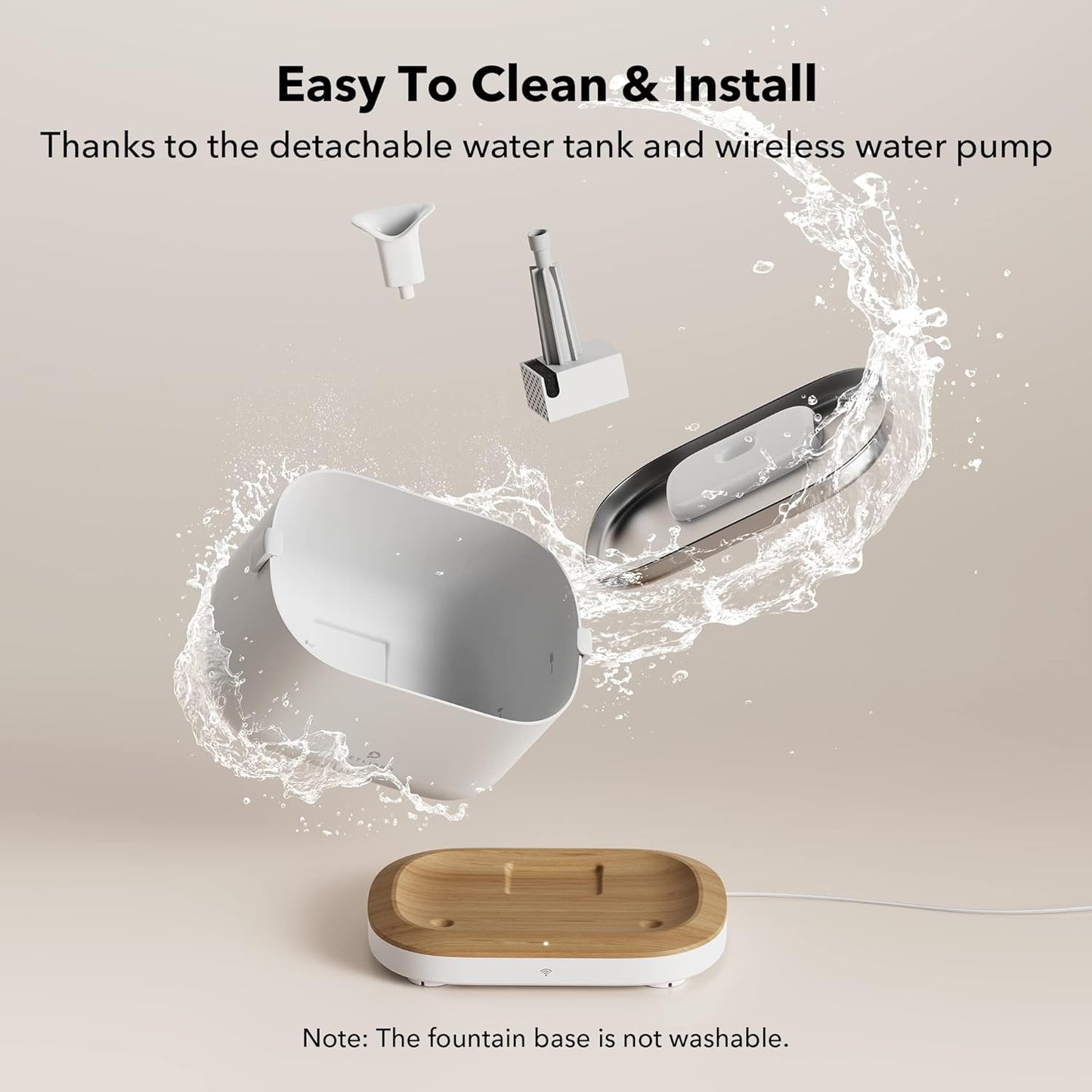 PETLIBRO App-Controlled Cat Water Fountain, Pet Water Fountain with Stainless Steel Tray, Water Fountains for Cats Indoor with Drinking Monitoring, Cat Fountains for Drinking with 2 Wireless Pumps