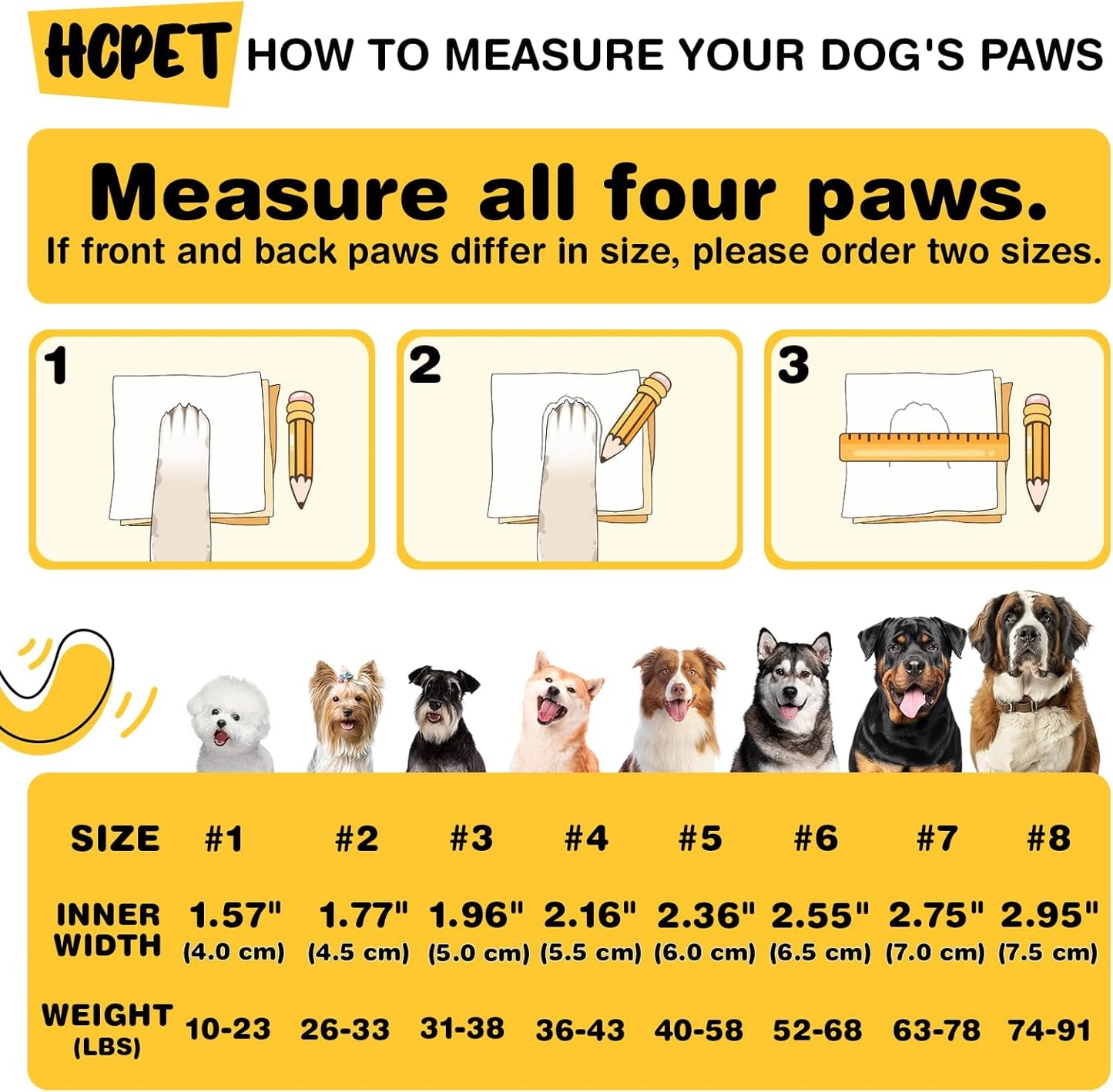 Hcpet Dog Shoes, Dog Boots for Small Dogs, Waterproof Medium Dog Booties Paw Protector for Summer Hot Pavement, Winter Snowy Day, Outdoor Walking, Indoor Hardfloors Anti Slip Sole Black Size 3