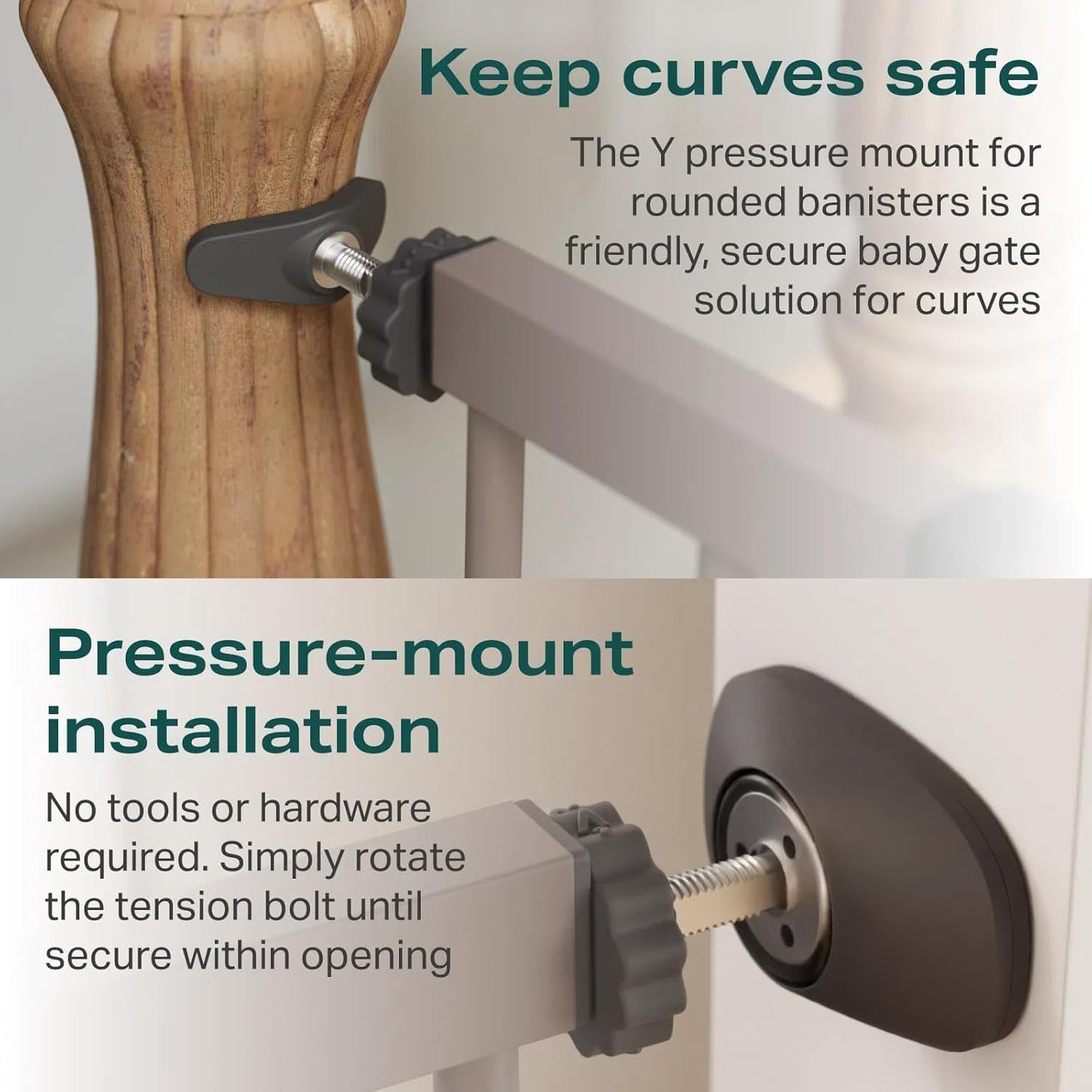 Cumbor 29.7-40.6" Baby Gate for Stairs, Mom's Choice Awards Winner-Dog Gate for Doorways, Pressure Mounted Self Closing Pet Gates for Dogs Indoor, Durable Safety Child Gate with Easy Walk Thru Door