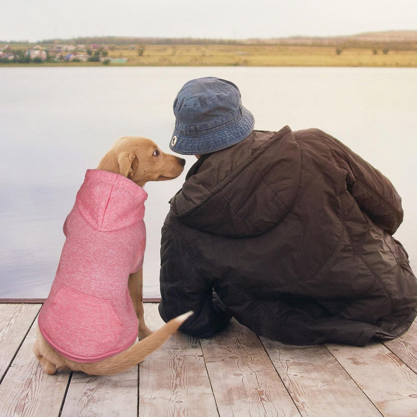 Dog Sweaters for Medium Dogs Dog Hoodie Fleece Sweater Soft Clothes Sweatshirt with Pocket Hoodie for Medium Dogs(Pink&M)