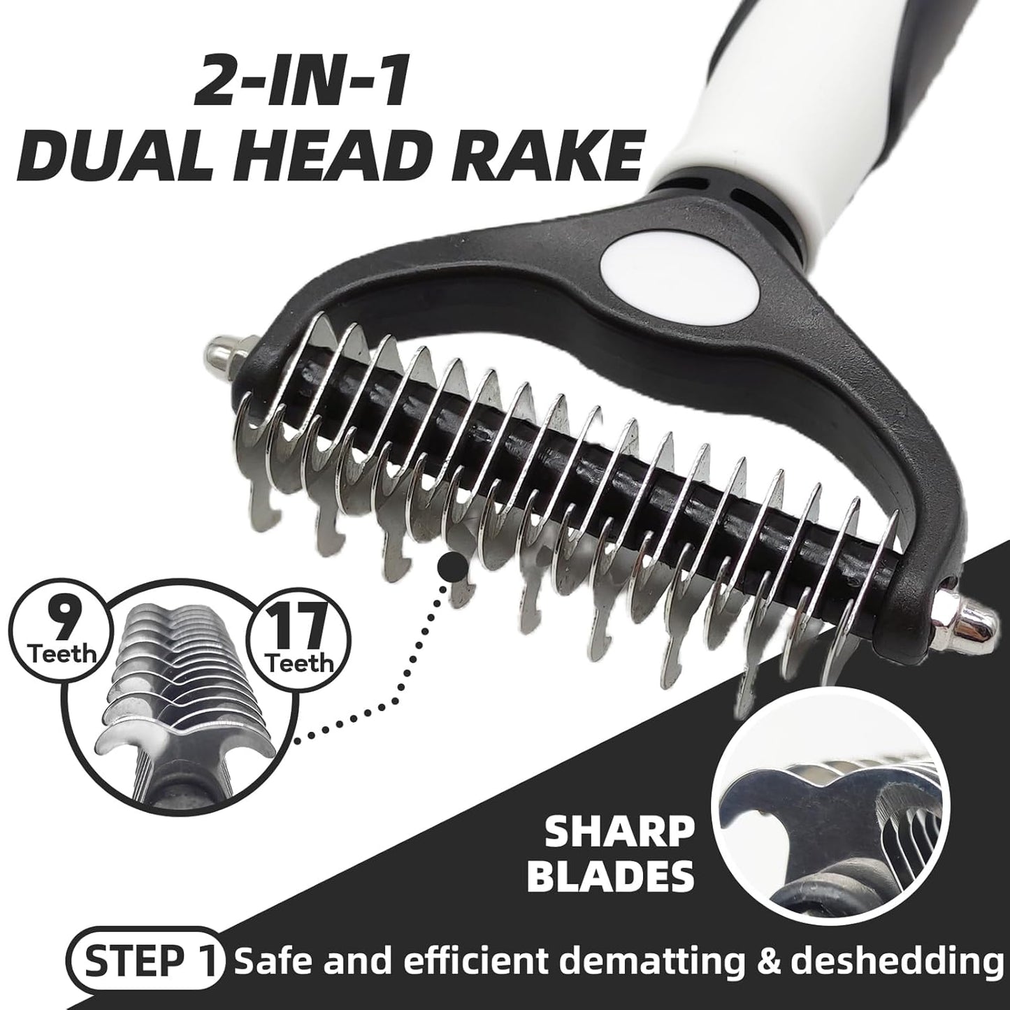 Dog Brush for Shedding, 7 PCS Dog Grooming Brush Kit, Undercoat Rake, Slicker Brush, Deshedding Comb, Bath Brush, Nail Clipper for Long & Short Haired Dogs & Cats, Black