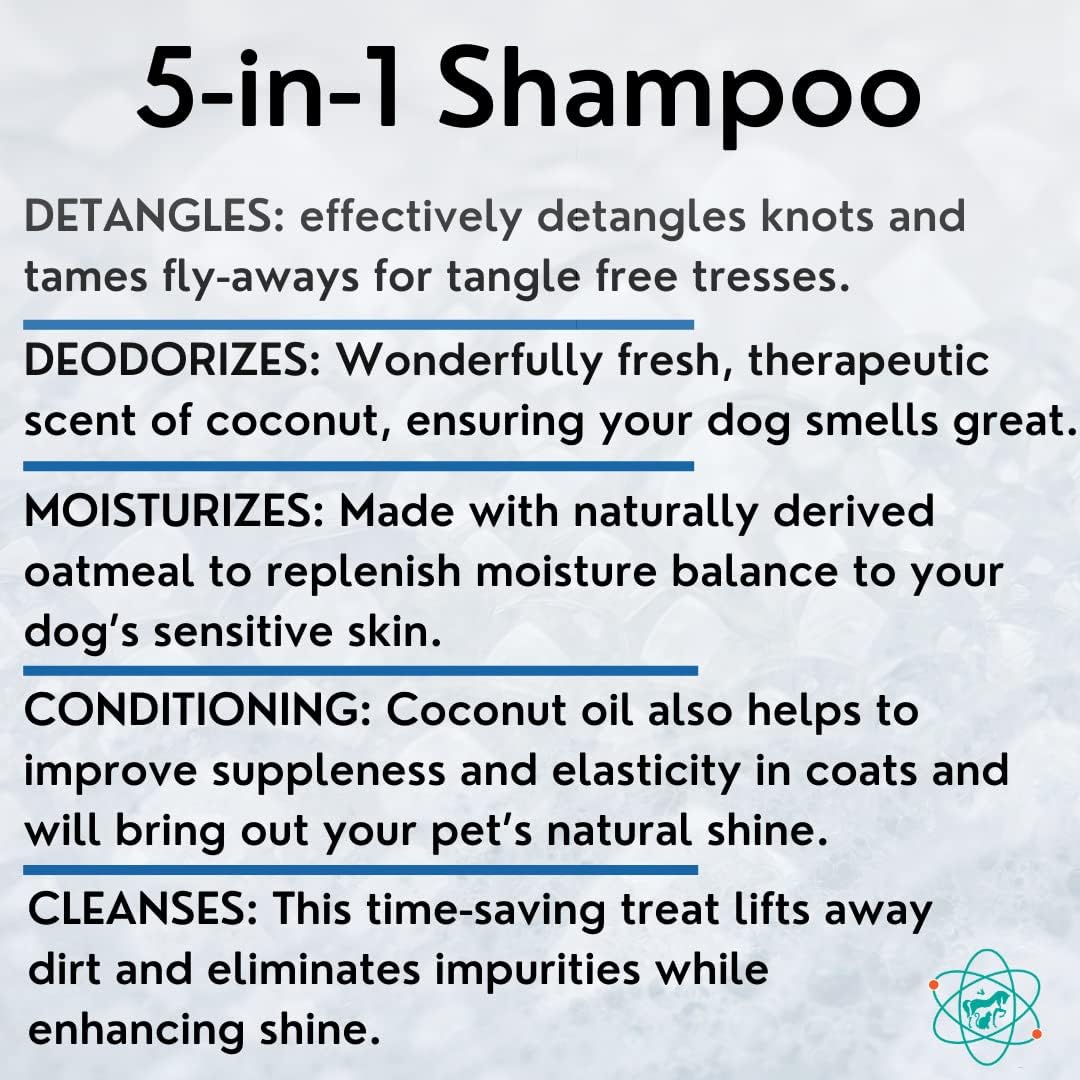 16 floz 5 in 1 Dog Shampoo for Itchy Skin - Sensitive Skin Dog Shampoo for Smelly Dogs - Dog Shampoos & Conditioners - Made in The USA