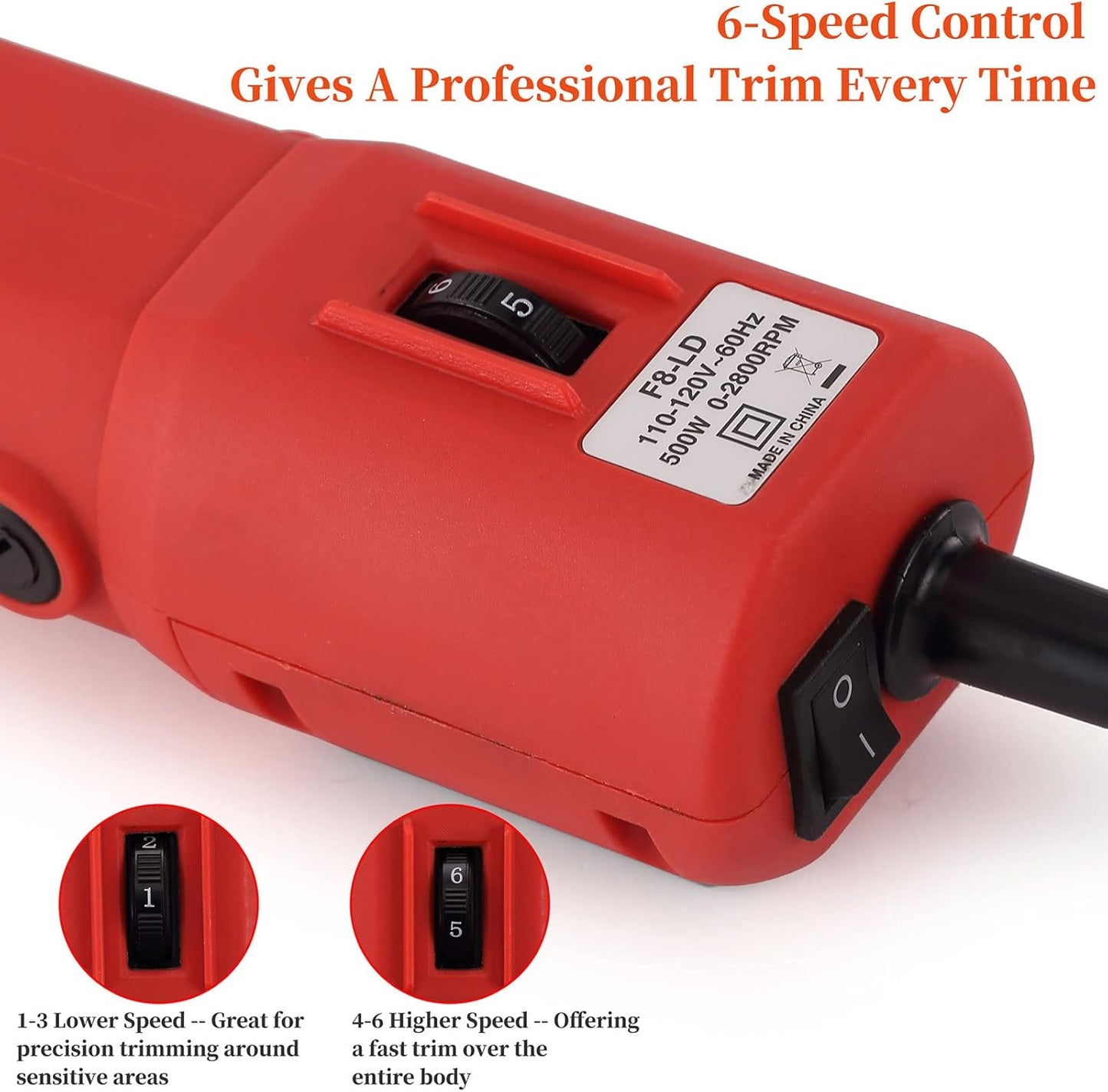 DUCKBOY Heavy Duty Clippers for Thick Coats Animals, 500W Professional Electric Shearing Machine for Horse Pony Cattle and Large Dogs Livestocks Grooming, 6 Speed & 2 Detachable Shearing Blades