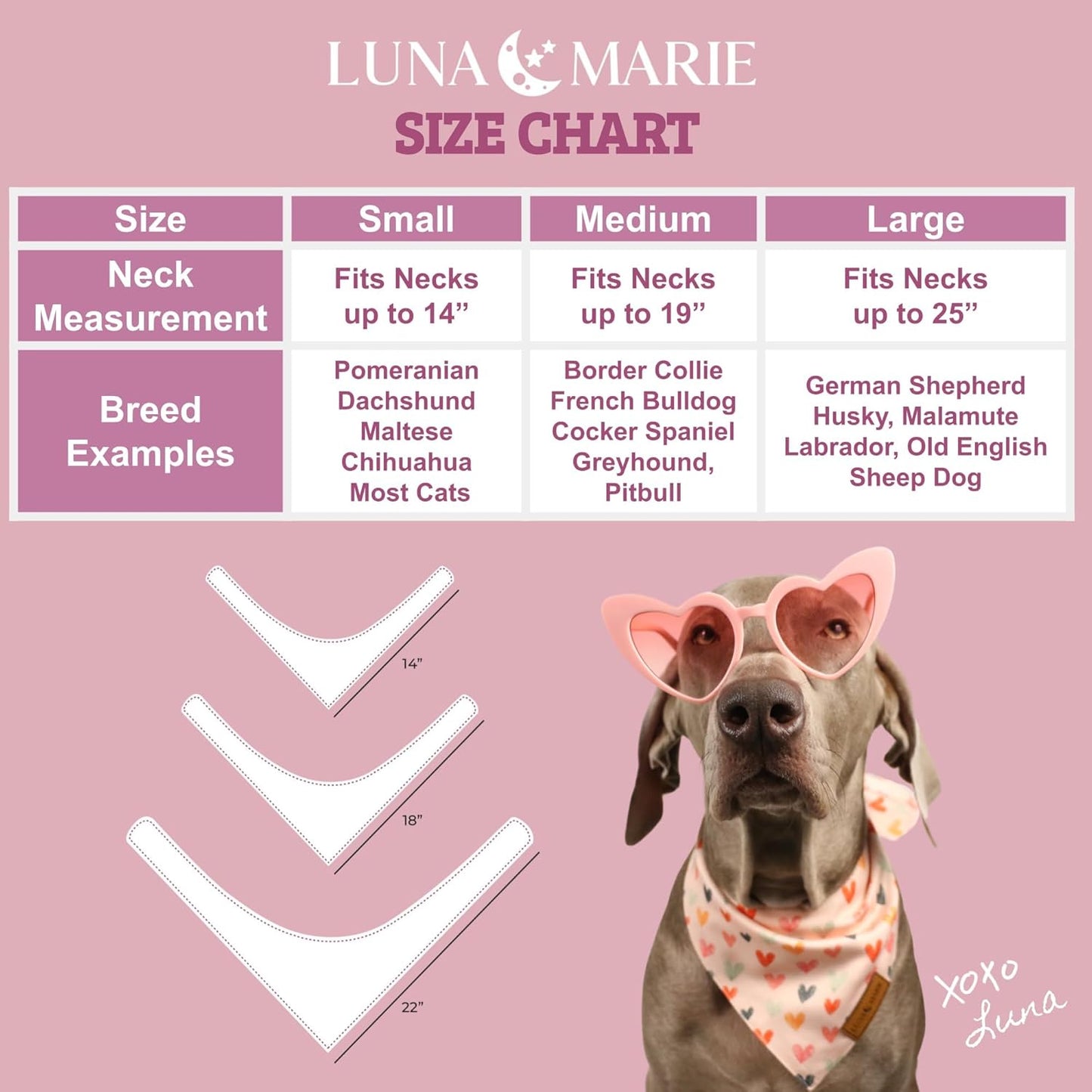 LunaMarie - Luxury Pet Birthday Bandanas -Premium & Silky Poly Fabric | 100% Handmade | Custom Shape Dual Layered (Xena, Medium)