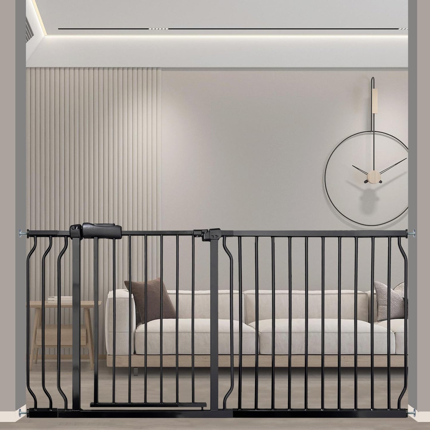 Extra Wide 62-67 Inch Baby Gates for Stairs, Doorways - No Drilling, Pressure Mounted Pet Gates for Kids & Dogs