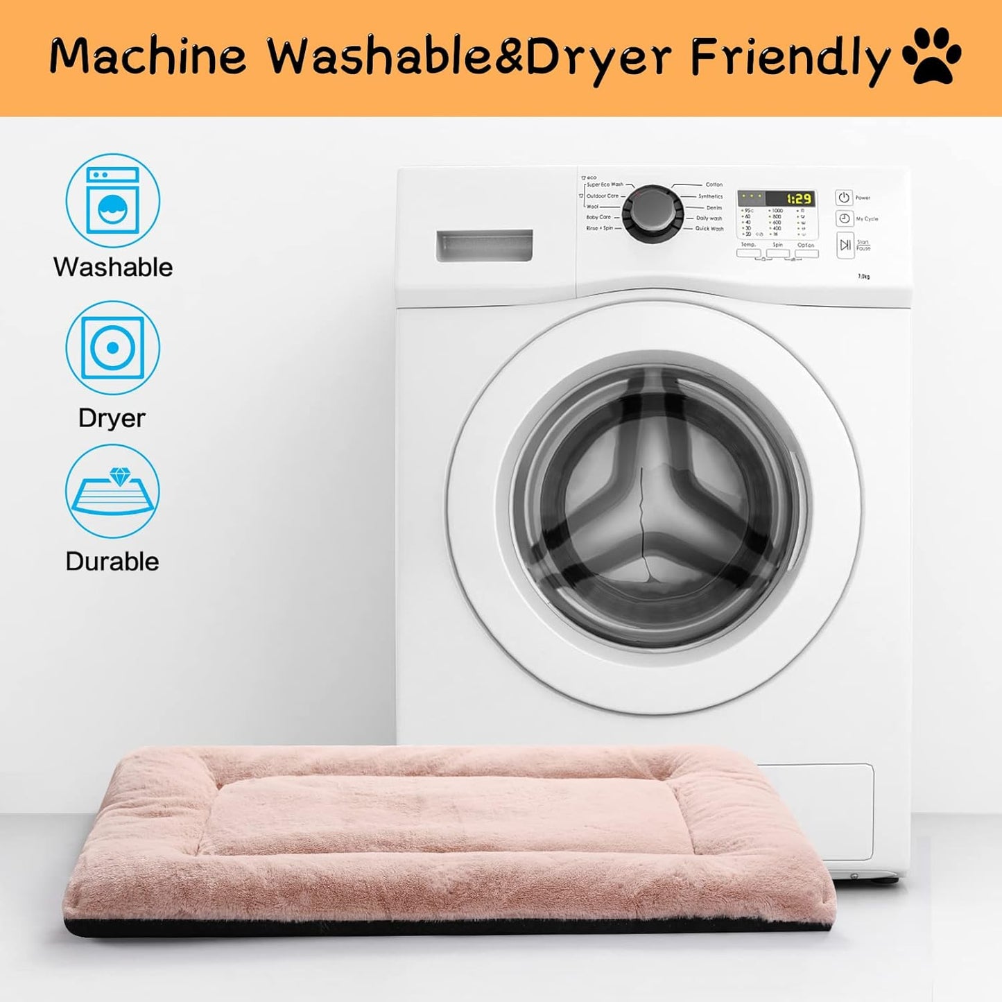 Dog Beds Crate Pad for Extra Small Dogs Ultra Soft Dog Crate Bed Washable & Anti-Slip Kennel Pad for Dogs Cozy Sleeping Mat,Pink 22inch