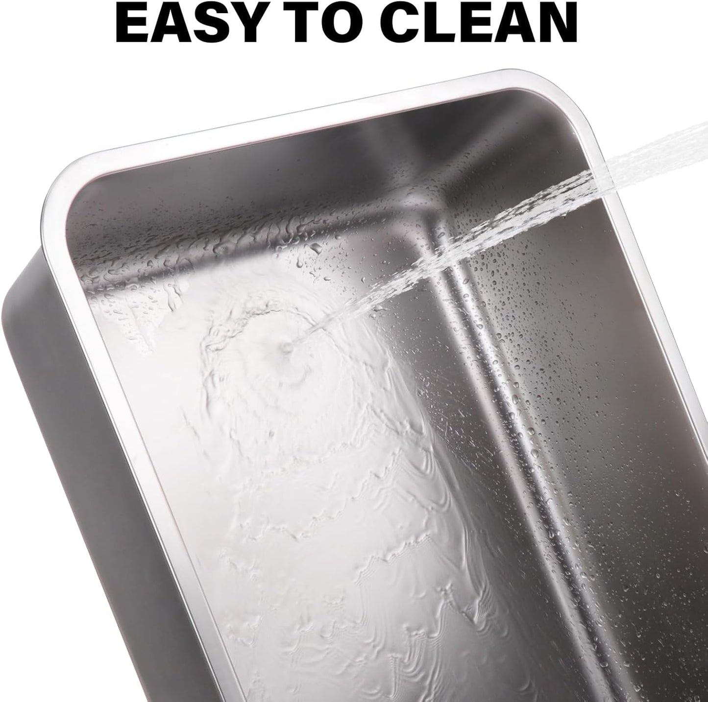 Stainless Steel Litter Box Easy Clean,-Large Metal Litter Box for Cats, High Sided Metal Litters Boxes, No Smell, Non Stick, Odor Proof, Indoor Outdoor