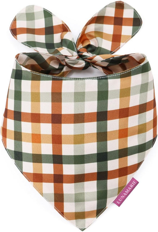 LunaMarie - Luxury Pet Birthday Bandanas -Premium & Silky Poly Fabric | 100% Handmade | Custom Shape Dual Layered (Autumn, X-Small)
