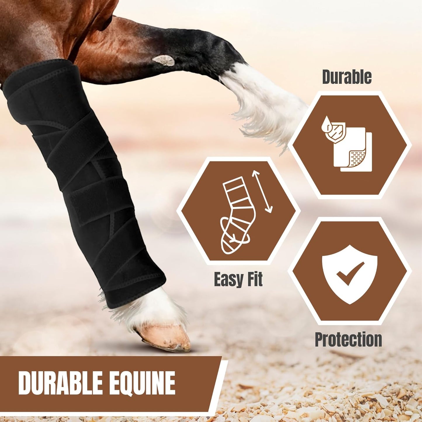 Hudson Comfort Horse Ice Boots Set of 4 – Cooling Horse Ice Pack Wrap for Knee, Hock, Ankle, Hooves Injury – Hot and Cold Therapy Horse Leg Wraps – Full Coverage Cold Packs - 4 Wraps + 8 Gel Packs