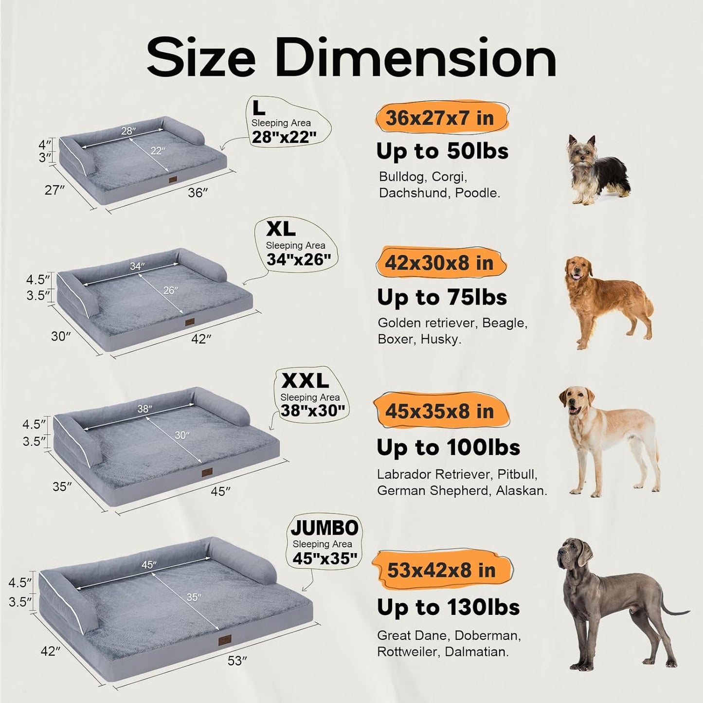 Extra Large Dog Bed Orthopedic Waterproof: Memory Foam Dog Bed for XL XLarge Extra Big Dogs - Couch Sofa - Washable with Removable Cover