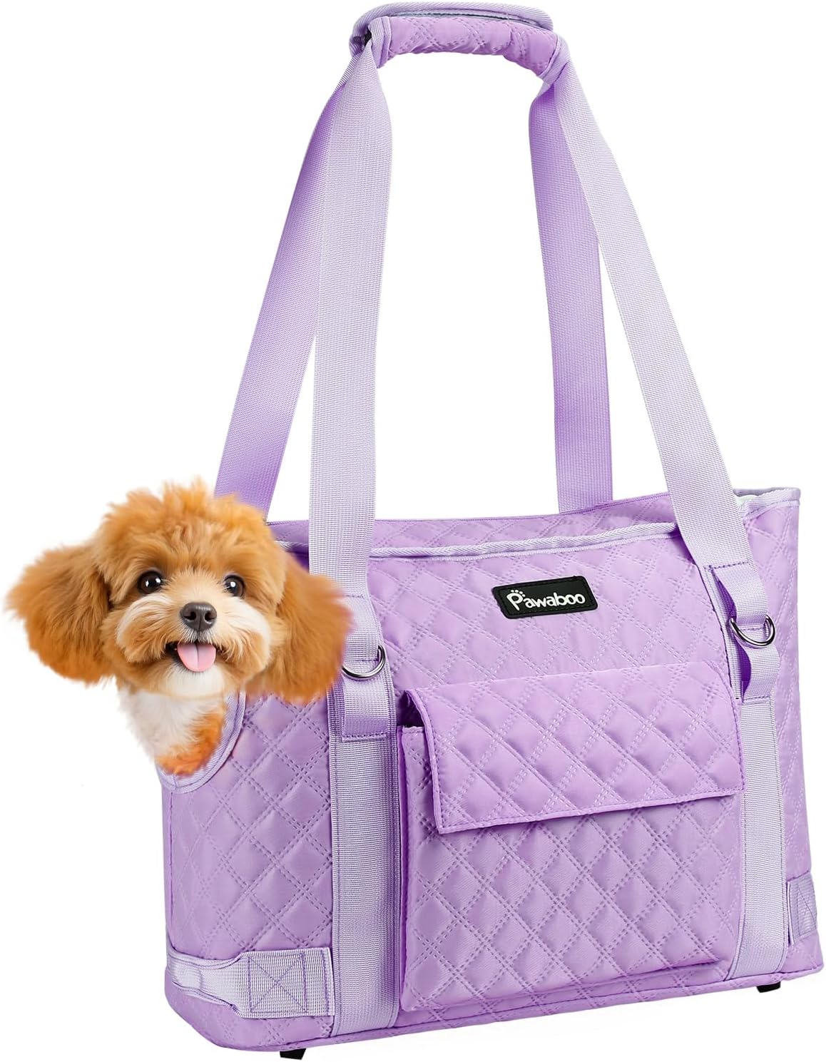 Pawaboo Dog Purse Carrier for Small Dogs with Pocket, Lightweight Dogs and Puppies Tote Bag Carrier, Dog Carriers Soft Sided for Puppy Cat Rabbit, Shopping Travel Puppy Carriers Under 11 LBS, Purple