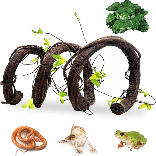 VCEPJH Extra Large Reptile Vines Thick Terrarium Plants 78 Inches Long Flexible Climbing Branch with Leaves Snake Tank Accessories Greenery Habitat Decor for Bearded Dragon Chameleon Gecko Lizard