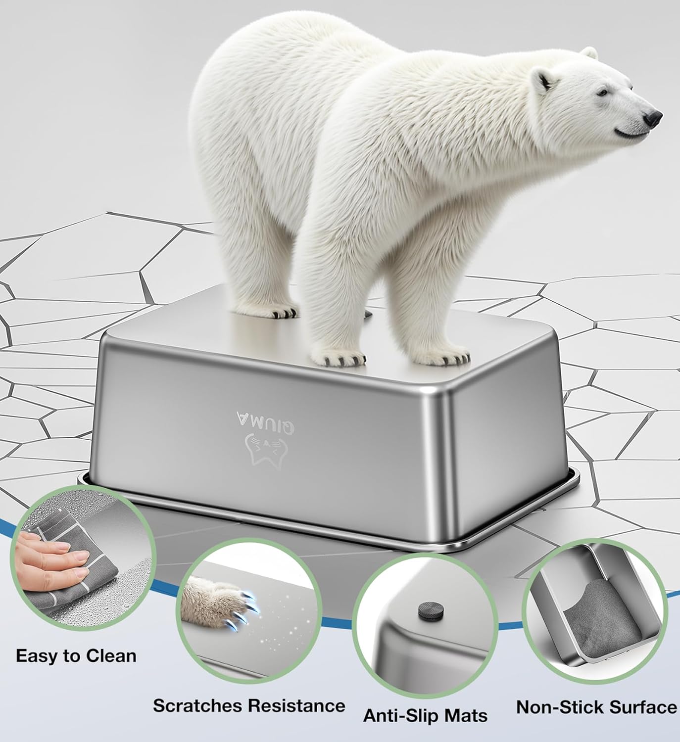 Stainless Steel Litter Box, Large Metal Cat Litter Box with High Sided for Big and Small Cats, Non-Stick, Easy to Clean, Odor-Free, 23.4" L×15.6" W×5.9" H, Leaf Green