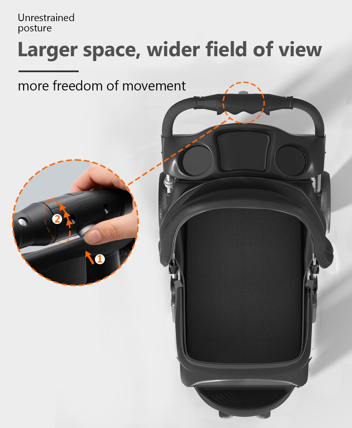 Pet Stroller with 3 Wheels for Small/Medium Pets, Portable Travel Foldable Carrier Jogger for Dog Cat Puppy Kitty, Rear Wheel Breaks, Storage Basket, Visible Mesh with Weather Cover (Black)