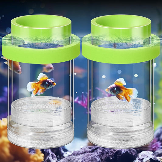 2 Pcs Breeder Box for Fish Tank Aquarium Breeder Separation Net Breeding Box with Suction Cup for Small Fish Shrimp Clownfish Guppy(Green,M)