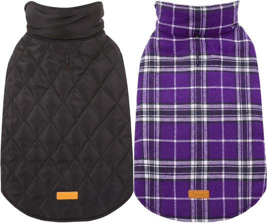 Kuoser Waterproof Dog Coat, Reversible Dog Jacket for Medium Dogs, Adjustable Durable Doggie Winter Coat Warm Puppy Cold Weather Apparel from Small to Large Breed, Purple M