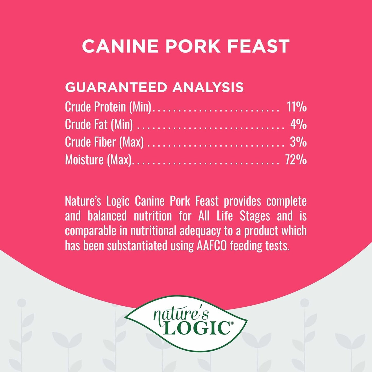 Nature's Logic Grain-Free Canned Dog Food - 95% Animal Proteins - 100% Natural Wet Dog Food Cans - No Common Allergens - All Life Stages - Ideal for Sensitive Dogs - Pork (13.2 oz, 12 Pack)
