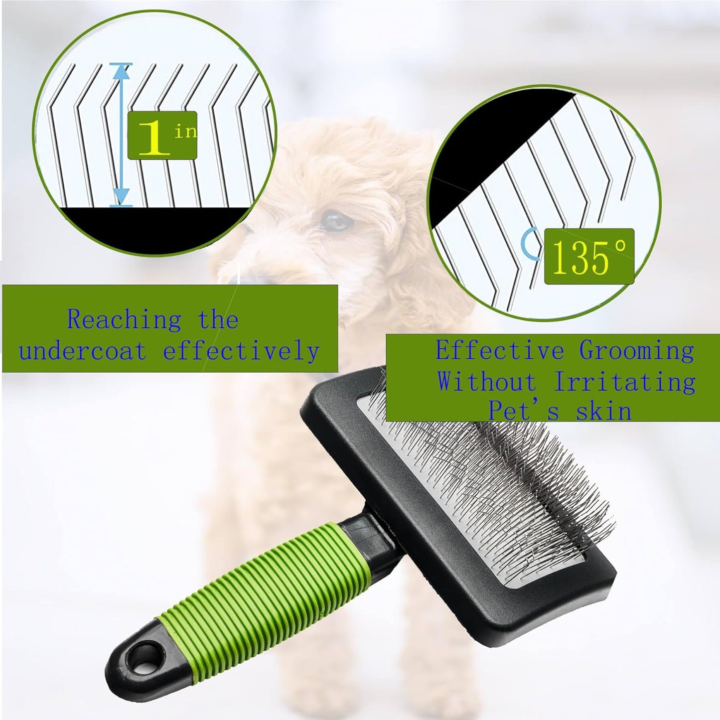 Slicker brush for dogs doodle grooming poodle with long soft pin slicker brush perfect for thick fur dogs fluffy,grooming,shedding.goldendoodle