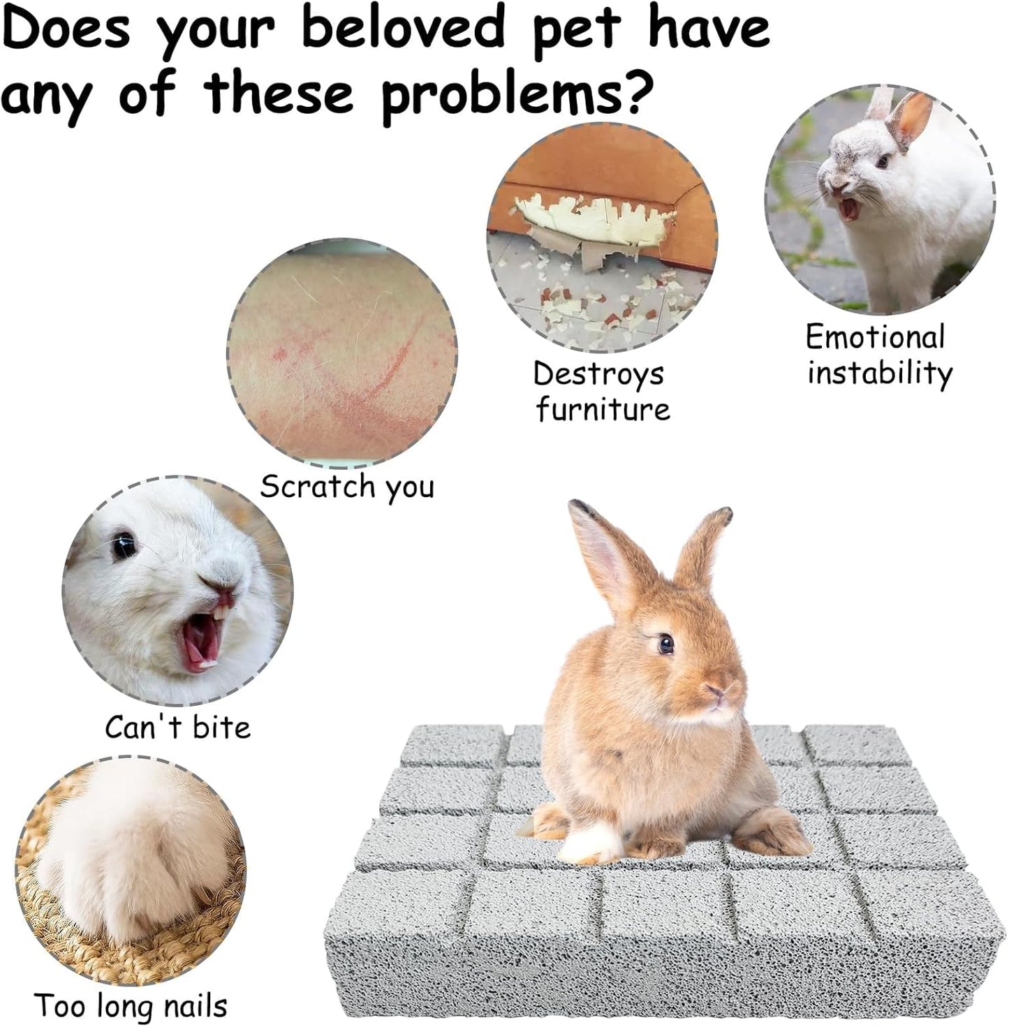 Hamiledyi 6PCS Rabbit Scratching Pads Bunny Lava Grinding Claw Pads Small Animal Foot Pads Hamster Scratch Board Chew Toys for Gerbil Chinchilla Hedgehog Guinea Pig Cage Accessories