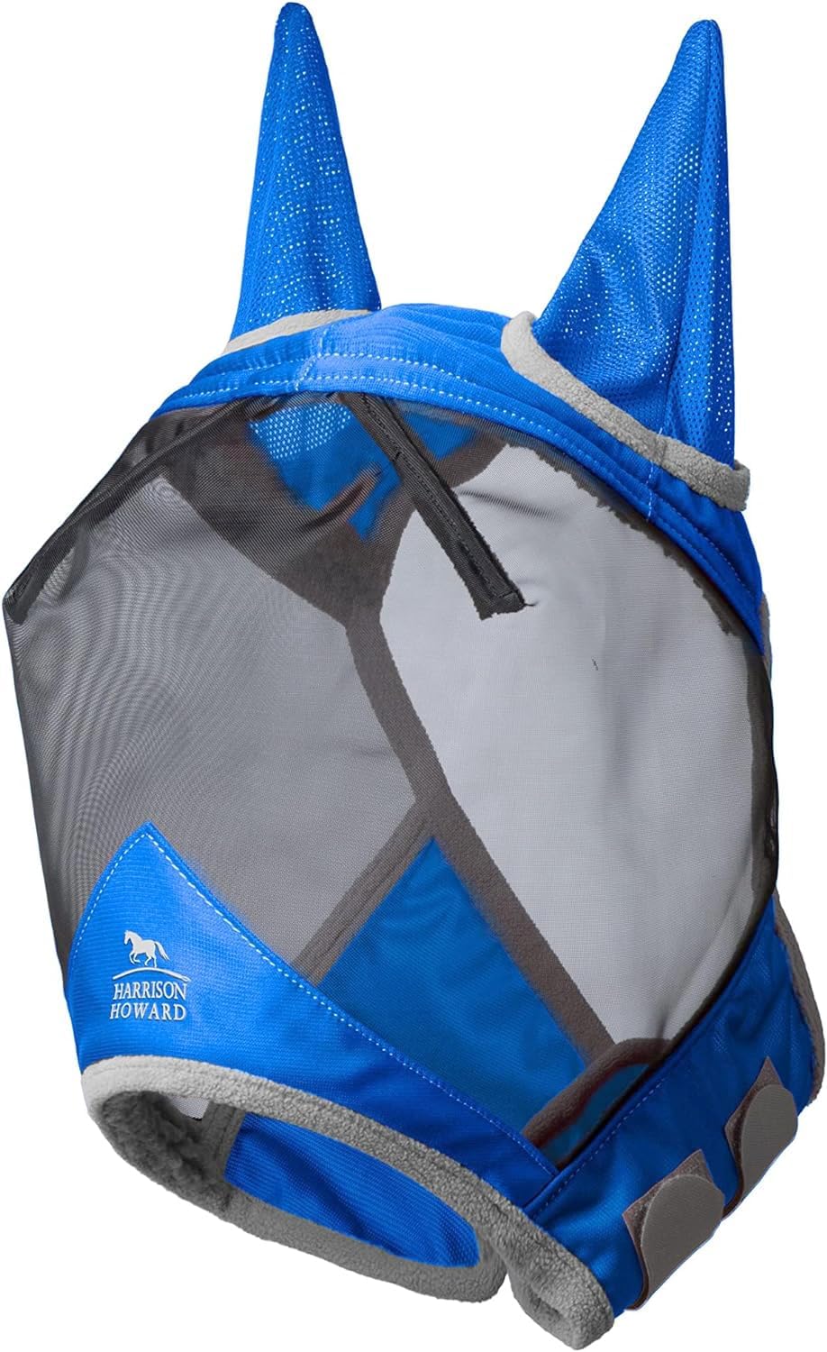 Harrison Howard Pro Luminous Horse Fly Mask Large Eye Space Standard with Ears UV Protection for Horse Signature Blue Small Pony