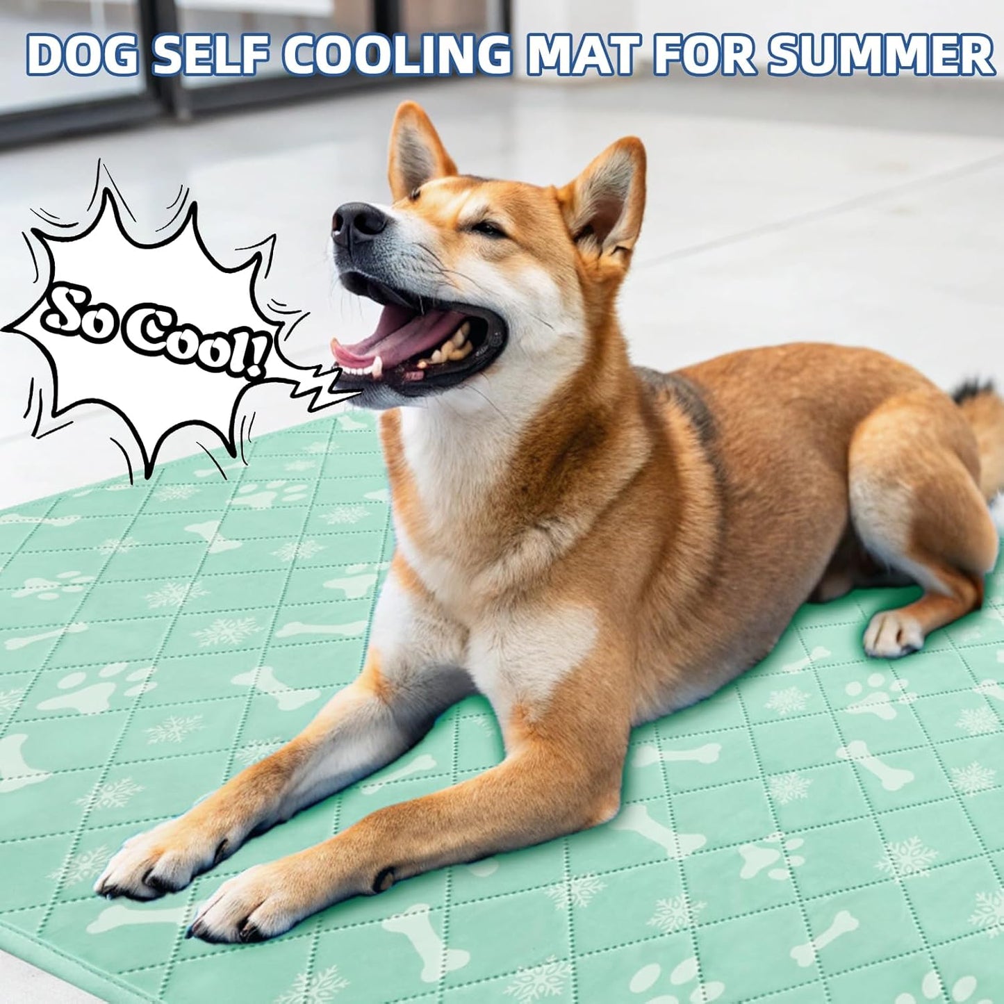 Homimp Self-Cooling Mat for Dogs, 4 Pack Washable Cooling Mat&Sleeping Pad, Reusable Waterproof Dog Pee Pads, Non-Toxic, Non-Slip Potty Pads Ideal for Home, Travel & Crates, Kennel in Summer, 24"x36"