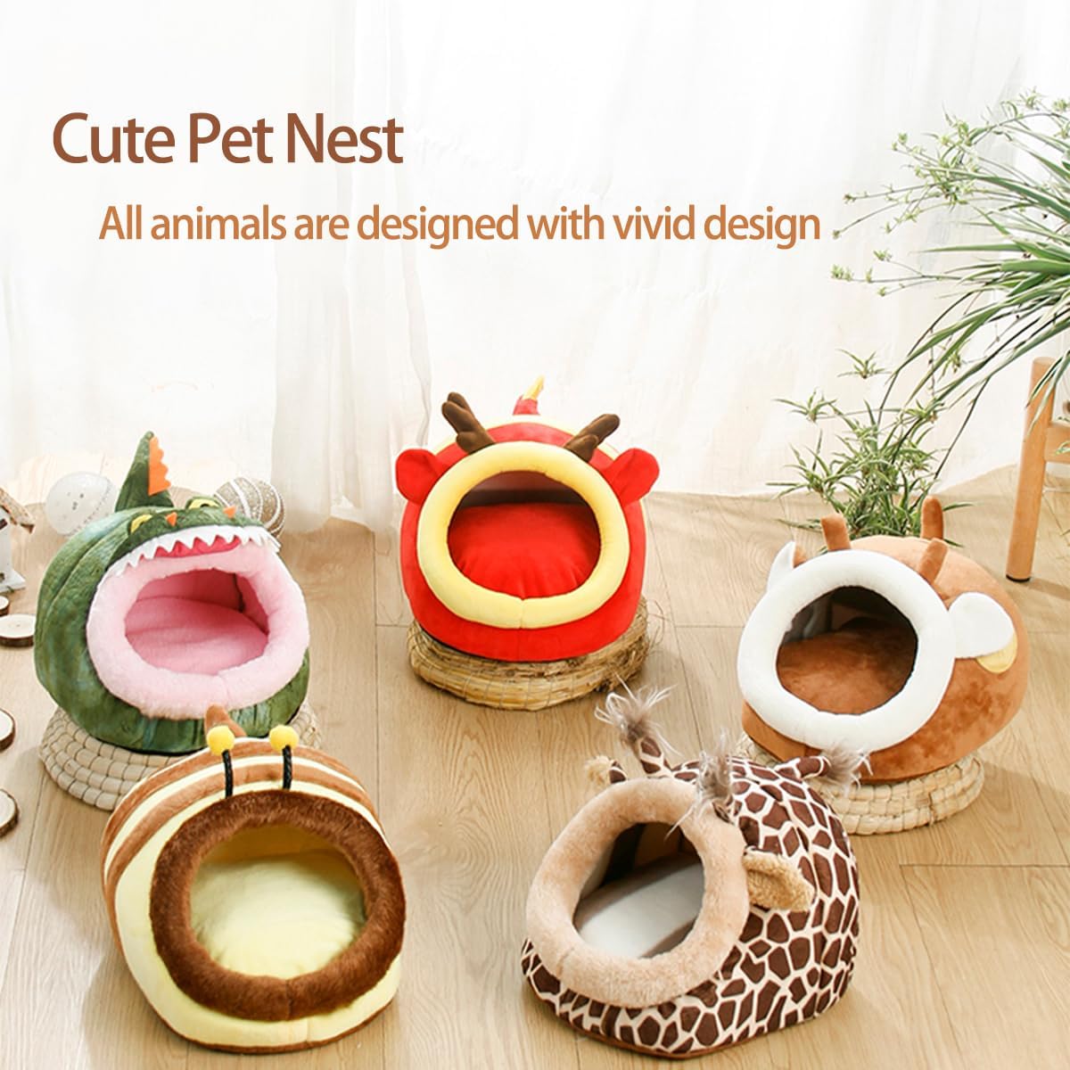Guinea Pig Rat Bed Hideout for Rat Bearded Dragon Hedgehog Ferret to Sleep and Hide, Guinea Pig Cage Accessories Habitat Décor (Large, 2.Giraffes)