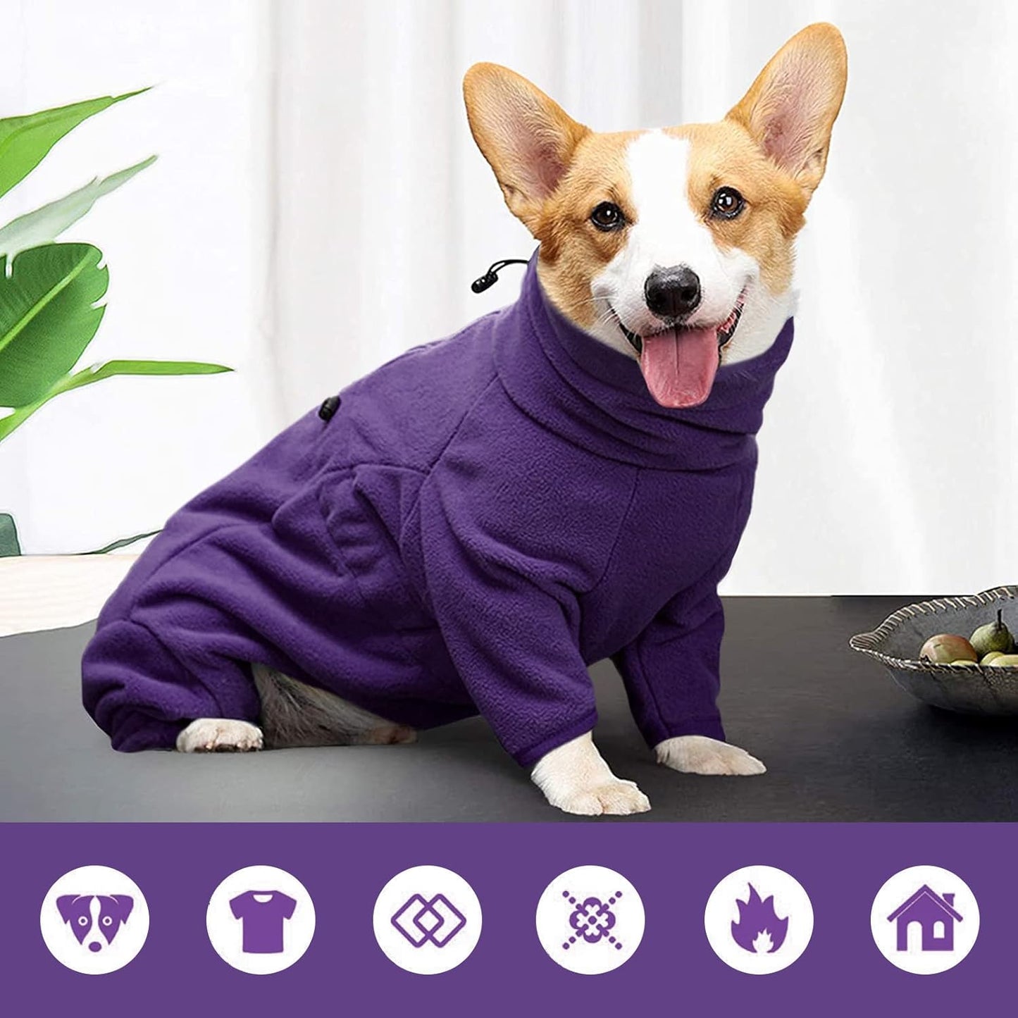 ROZKITCH Purple Dog Coat Pajamas, Pet Windproof Warm Cold Weather Jacket Vest Cozy Jumpsuit Apparel Outfit Clothes for Small Medium Large Dog Walking Sleep Purple 3XL