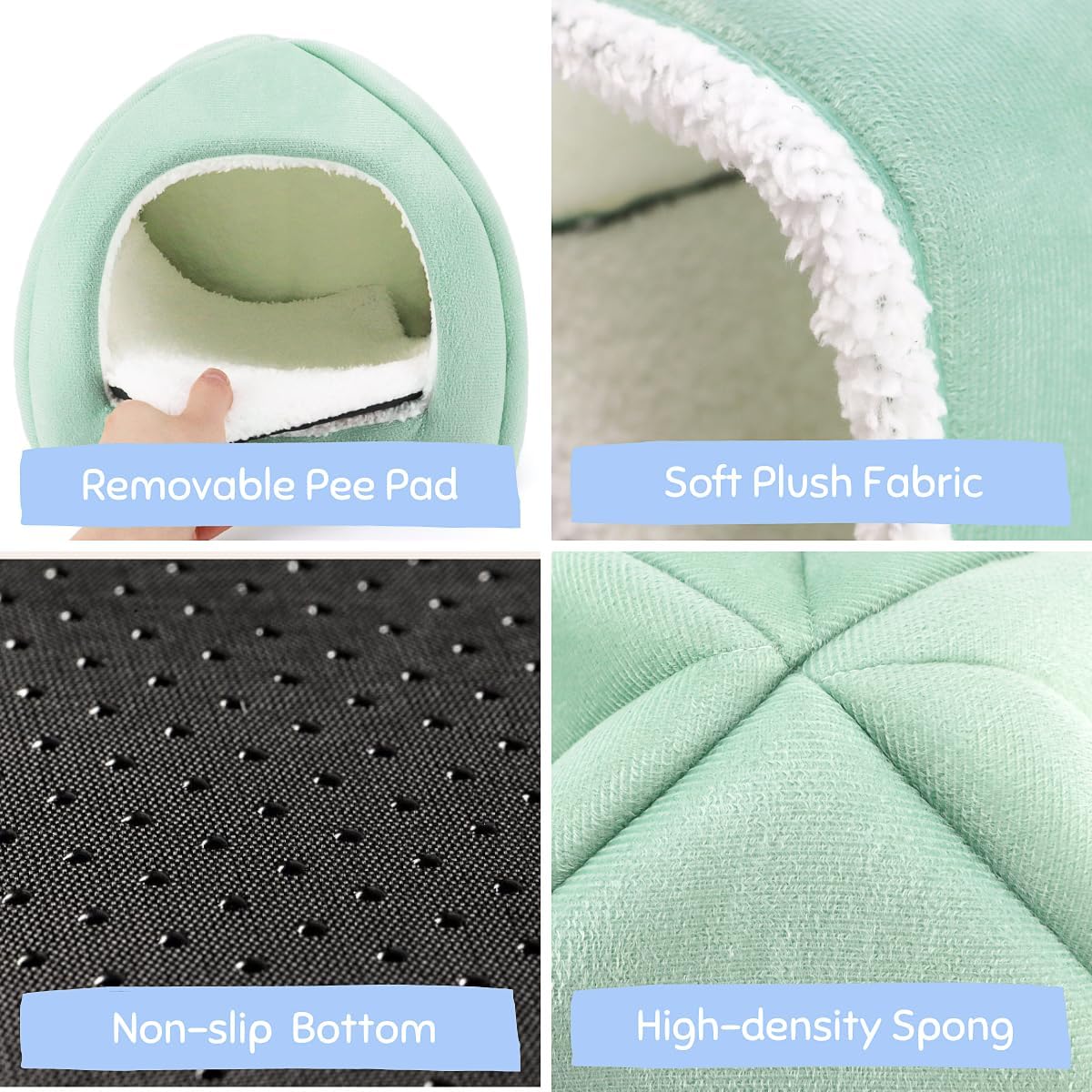 Guinea Pig Hideout and Tunnel Set, Soft Plush Bed & Play Tunnel for Guinea Pigs, Rabbits, Ferrets, Small Animals - Washable Accessories for Resting, Hiding, Exercising