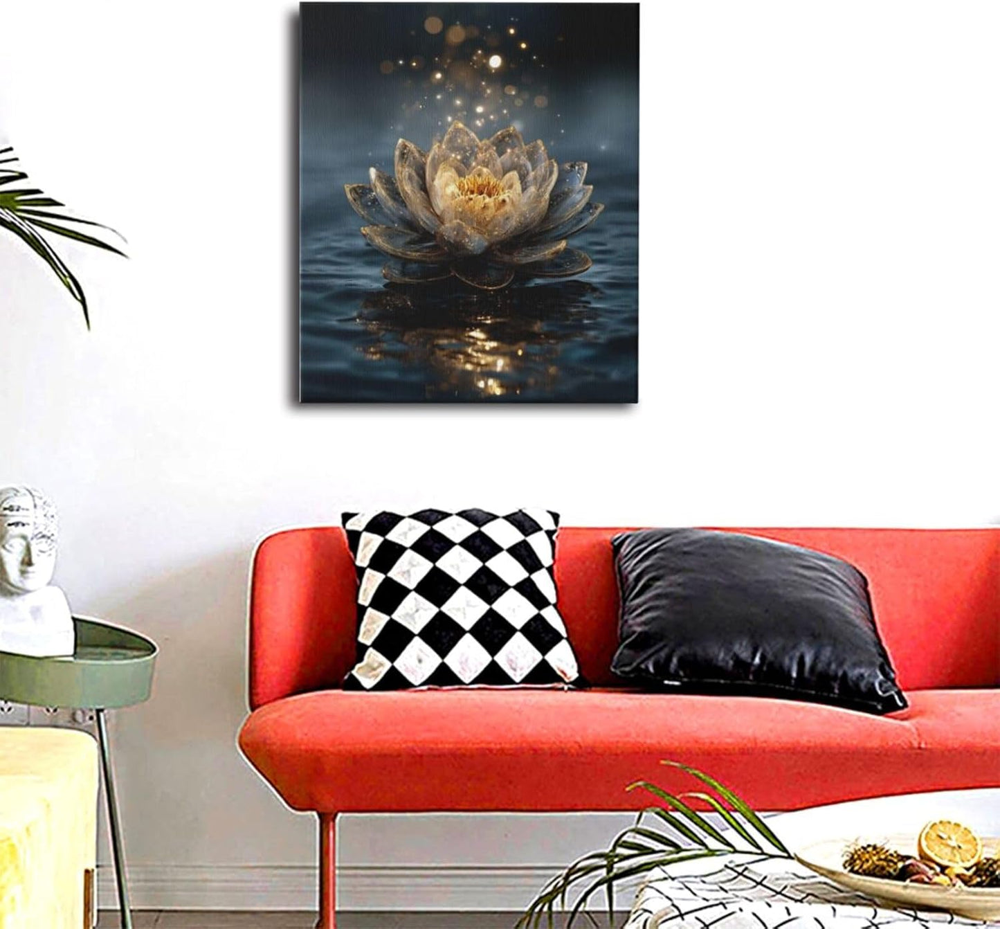 Zen Lotus Canvas Wall Art Mystical Lotus Bloom in Water Aesthetic Pictures Wall Decor Modern Meditation Spiritual Painting Print Framed Artwork Decorations Gifts for Yoga Spa Room Bathroom 20"x24"