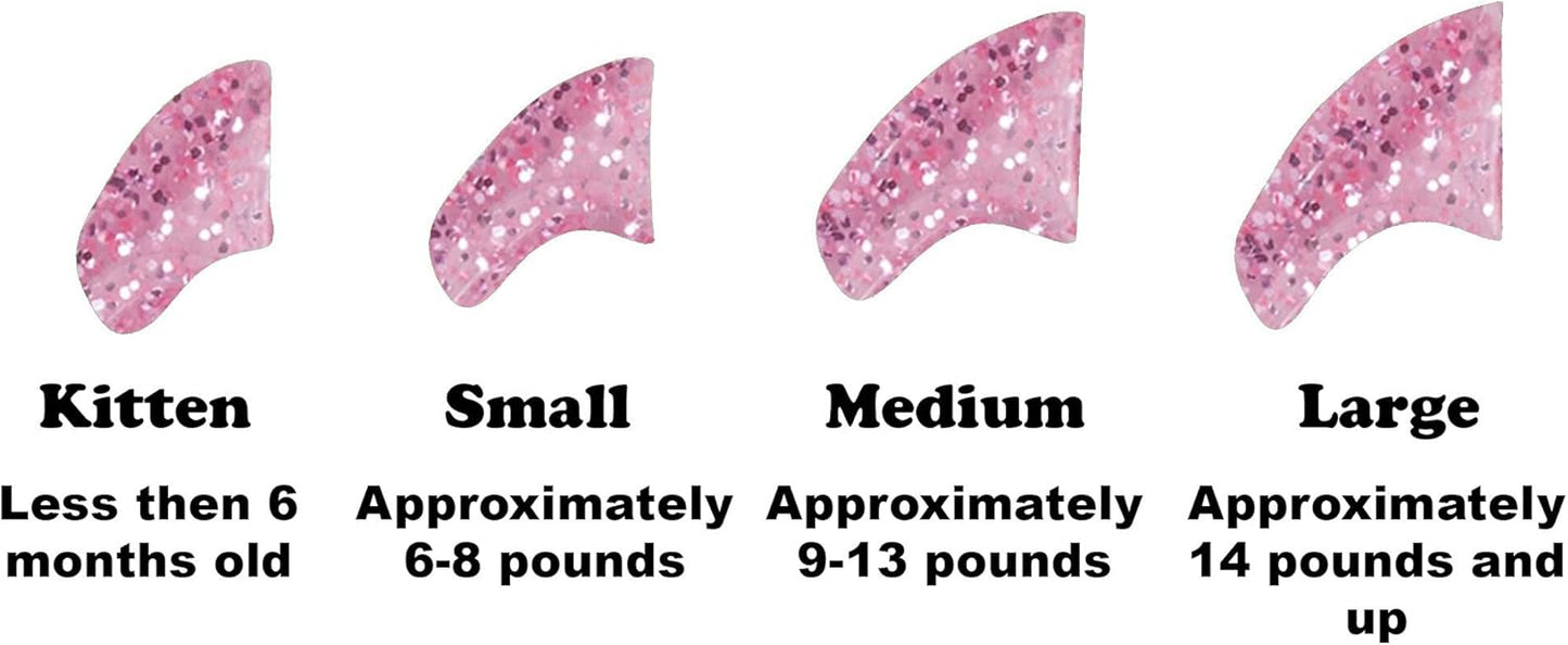 40 Pack Soft Nail Caps for Cat Claws Pink Glitter Large