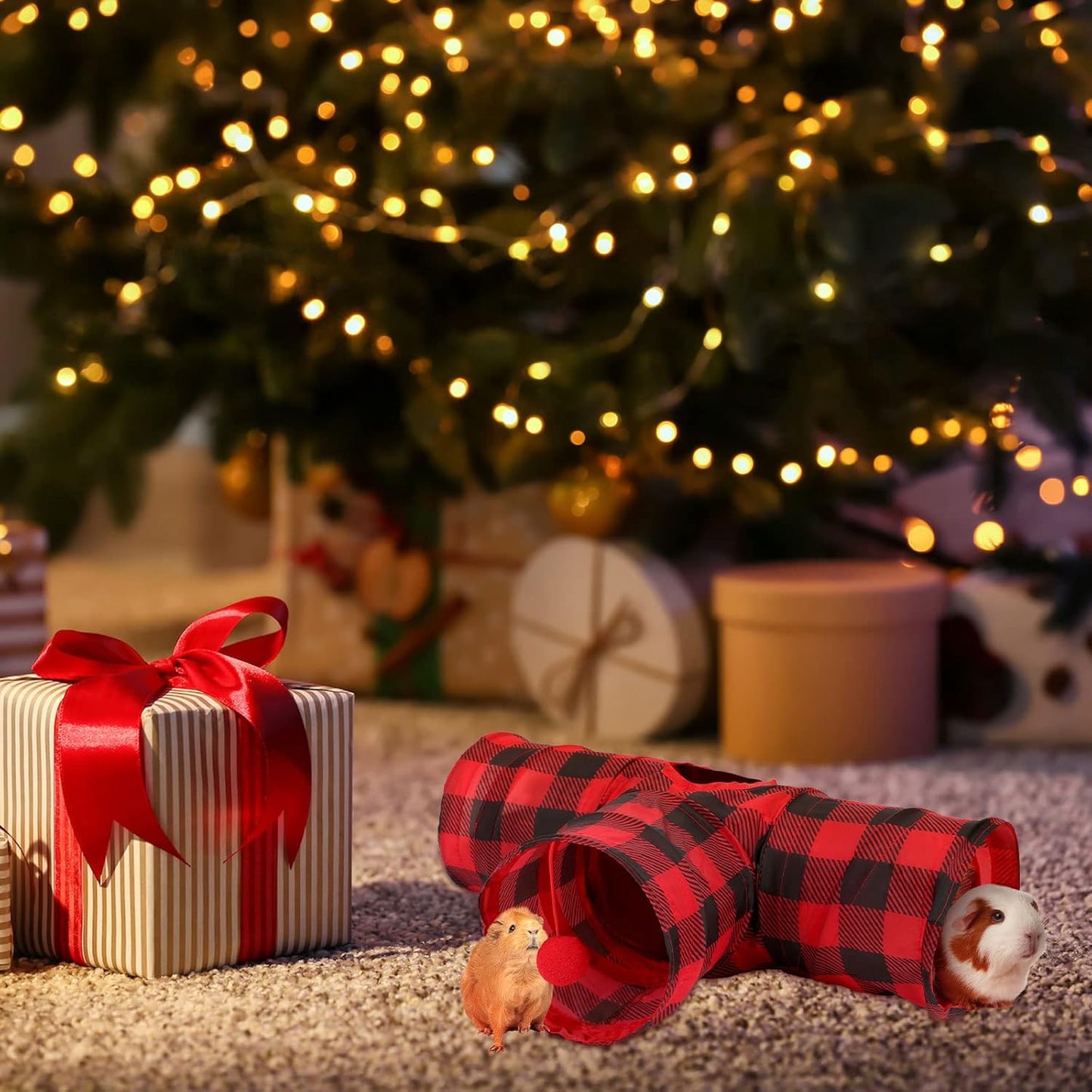 Rypet Guinea Pig Tunnels & Tubes Collapsible 3 Way Small Animals Hideaway Activity Tunnel Toys for Guinea Pig Chinchilla Ferret Hamster