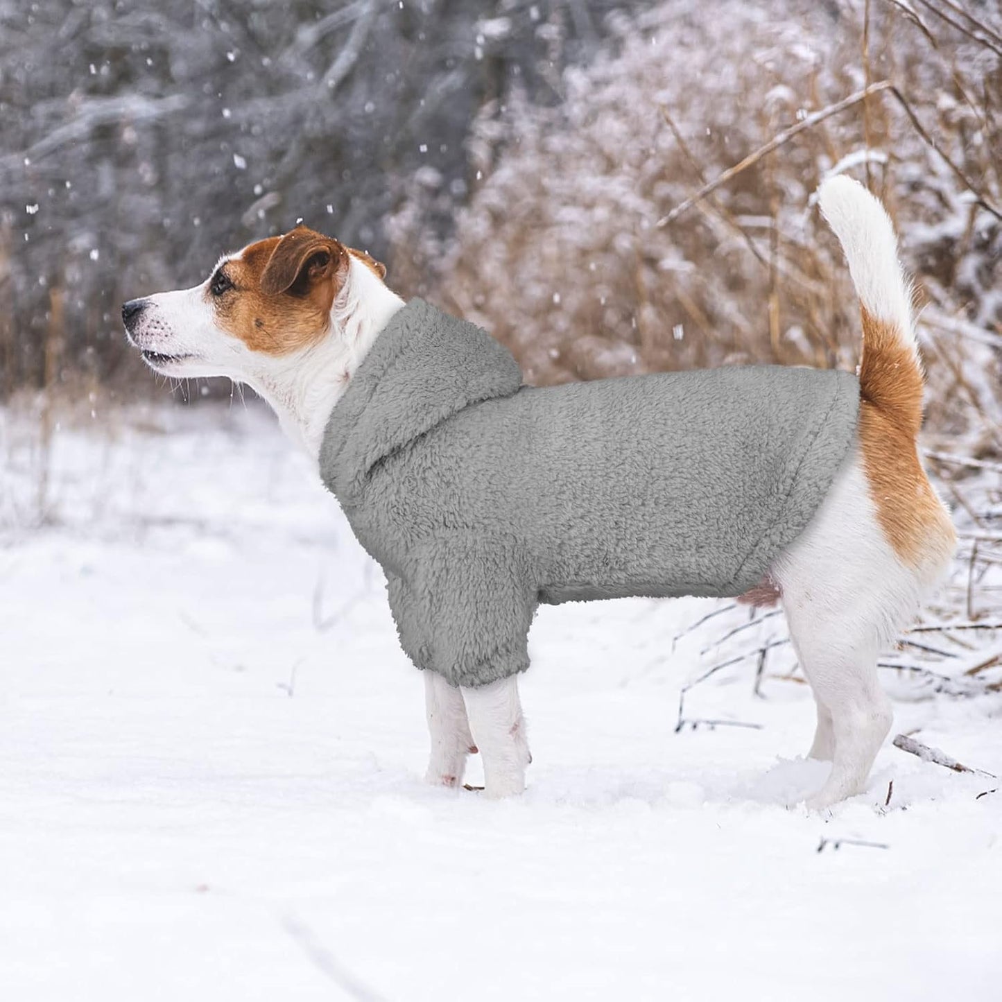 Fuzzy Dog Sweaters for Large Dogs Pet Hoodie Clothes Warm Soft Pet Coats Hooded Sweatshirt Dog Hoodie for Large Dogs(Grey-L)