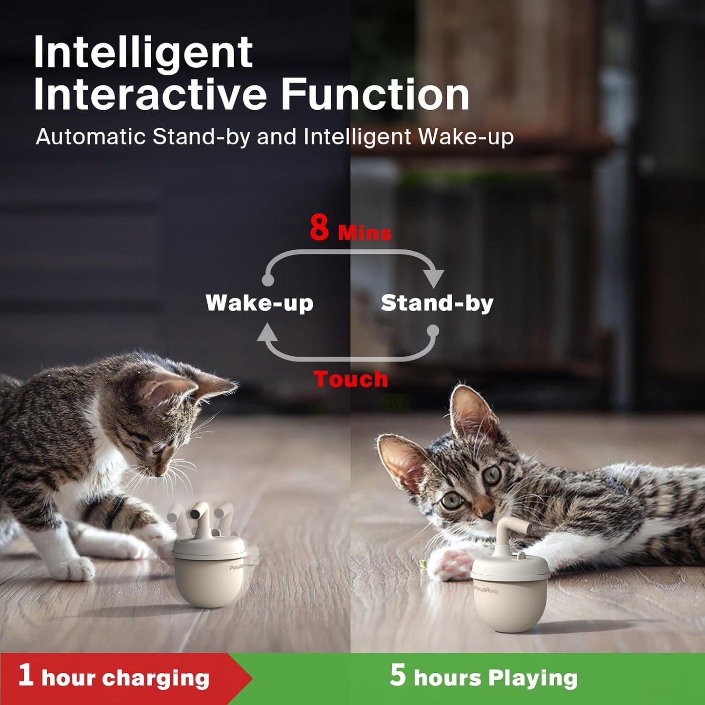 Cat Laser Toys, Automatic Cat Laser Toy Tumbler Design, Rechargeable Cat Laser Pointer 360°Irregular Rotation, 3 Modes Interactive Cat Toy for Indoor Cats of All Ages and Sizes (Beige)