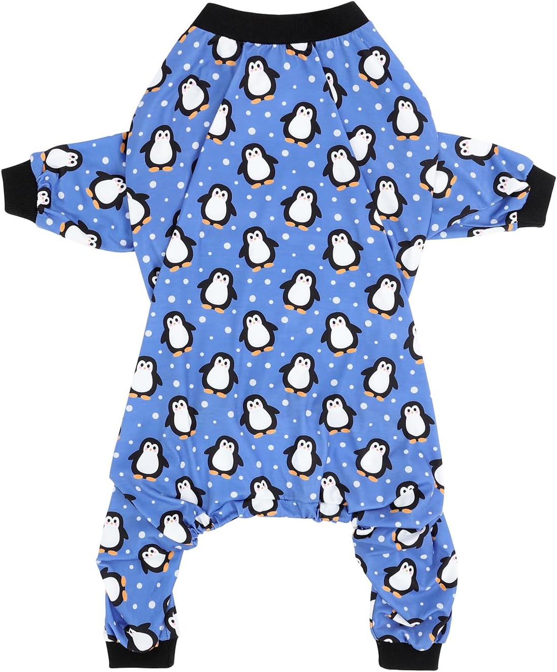 HDE Dog Pajamas One Piece Jammies Jumpsuit Pet Clothes Outfit Stretchy Lightweight Comfy Shirt Pjs for M-3XL Dogs Penguin Polka Dots - XL