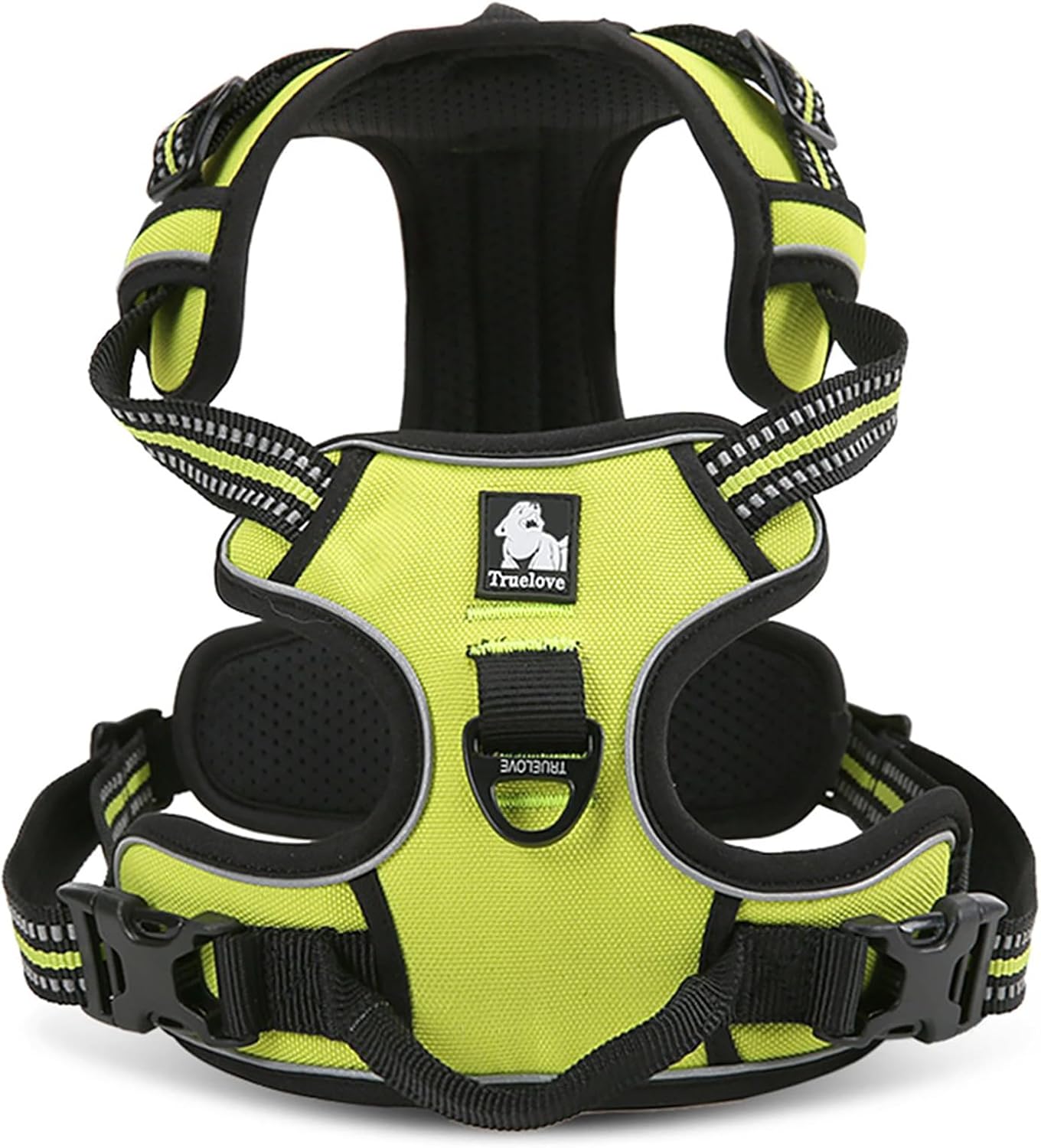 TRUE LOVE Truelove Adjustable No-Pull Dog Harness Reflective Pup Vest Harnesses Comfortable Control Brilliant Colors TLH5651(Neon Yellow,L)