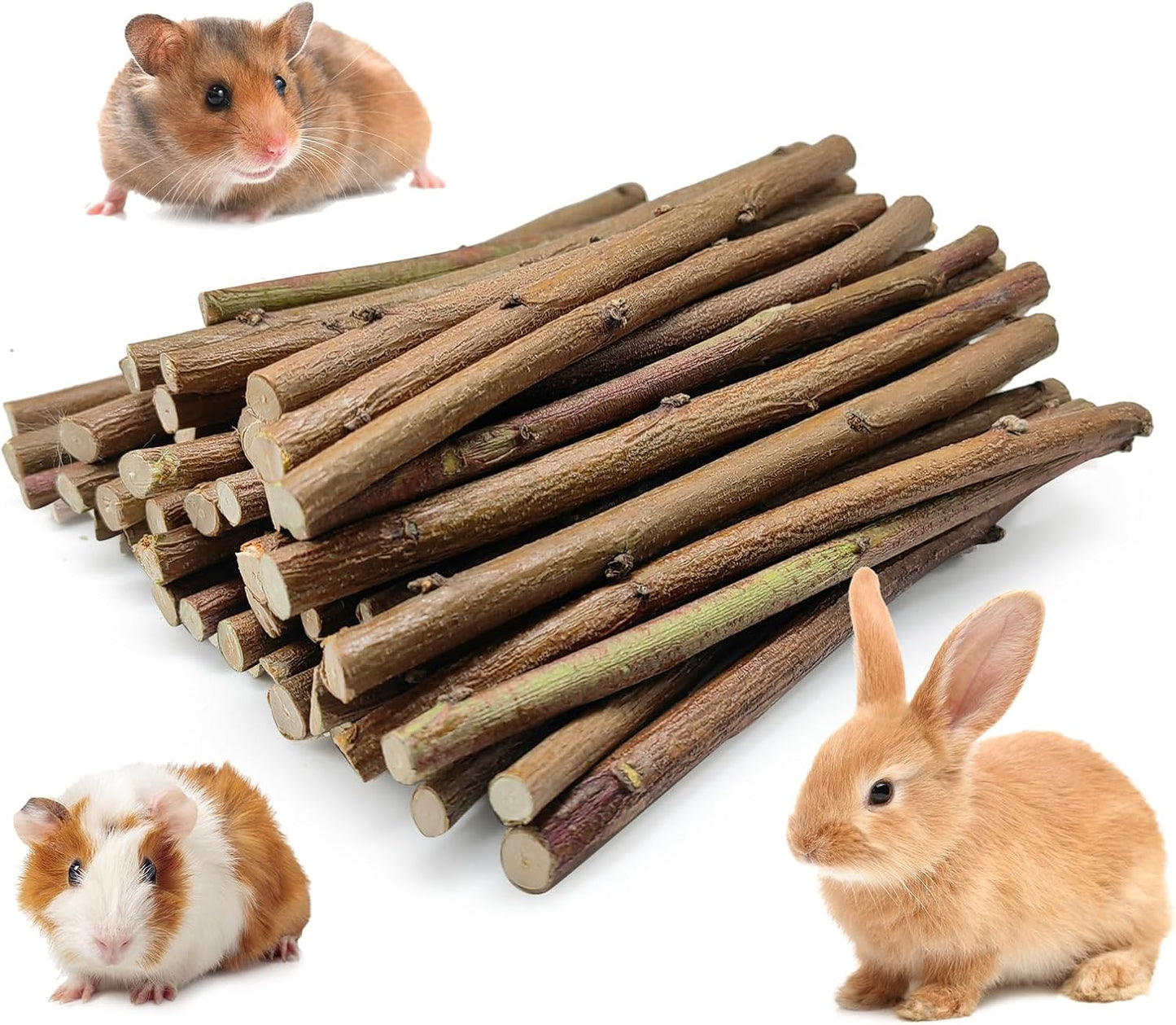 250g Natural Peach Wood Chew Sticks for Rabbits, Hamsters, Chinchillas - Extra Hard Teeth Grinding Toy | Untreated, Safe & Long-Lasting Rodent Chews