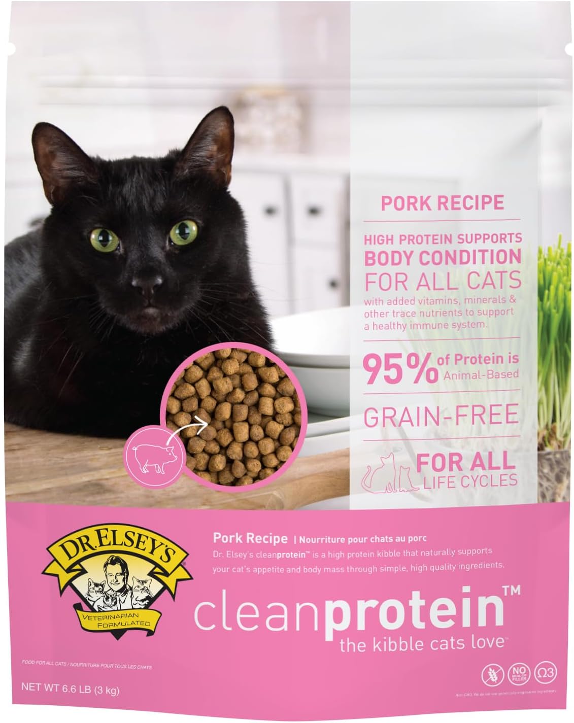 Dr. Elsey's cleanprotein Pork Cat Kibble 6.6lb. Bag