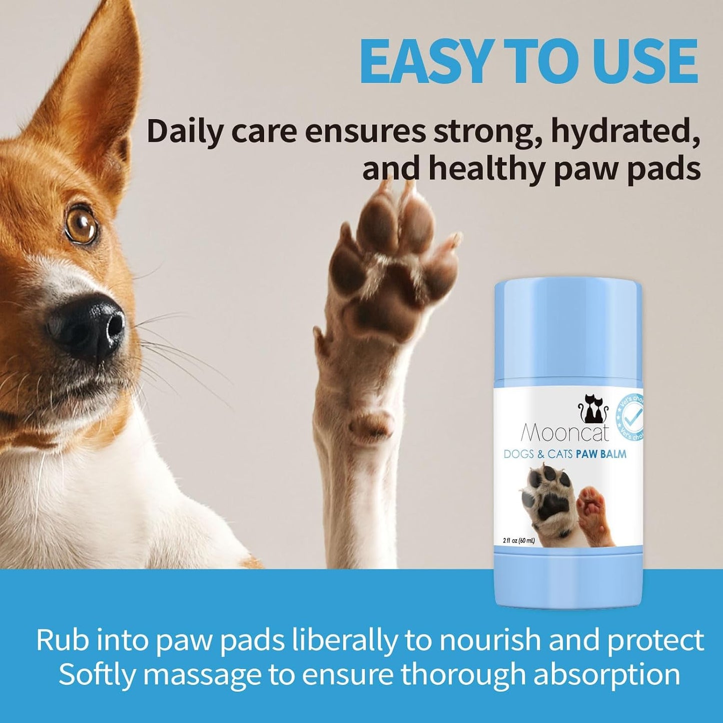 Mooncat Cat Paw Balm – Cat-Specific Paw & Nose Moisturizer for Dry Cracked Pads, Fast Absorbing Lick Safe Natural Botanical Care, Non Greasy Fragrance Free Protection & Repair - 2oz (60ml)