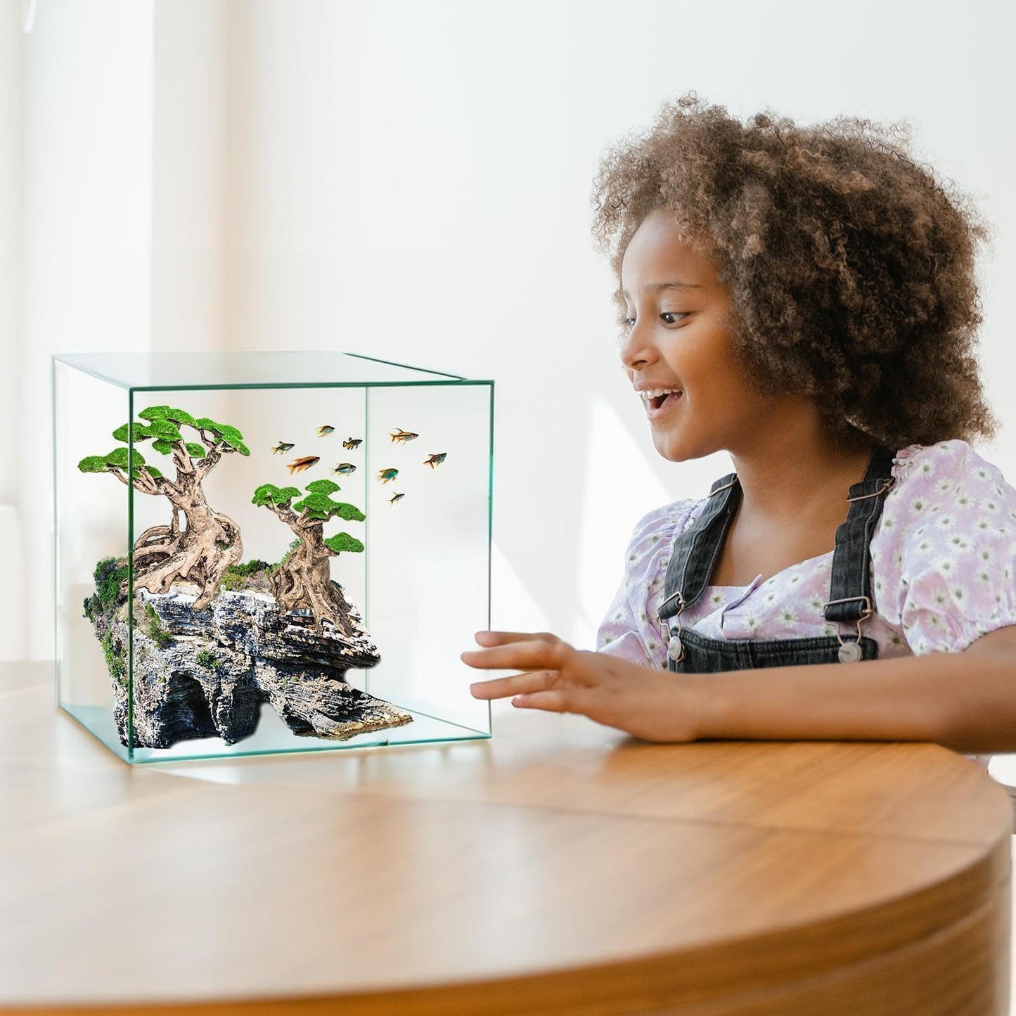 Novelsite Fish Tank Decorations - Large Bonsai Trees with Faux Moss- Aquarium Rocks Aquascaping- Made of Sandstone 17" x 8.6" x 5" Enhance Aquatic Landscape with Realistic Natural Look