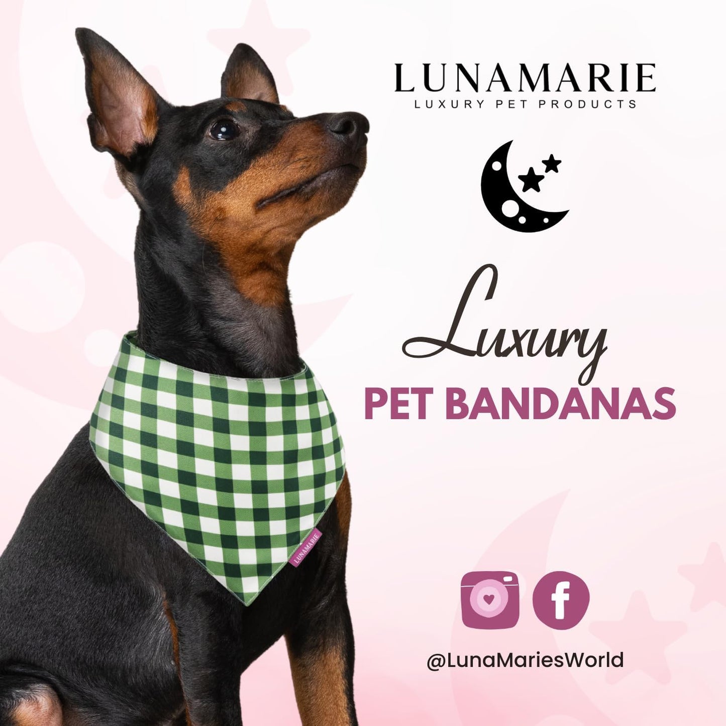 LunaMarie - Luxury Pet Birthday Bandanas -Premium & Silky Poly Fabric | 100% Handmade | Custom Shape Dual Layered (Olive, Large)