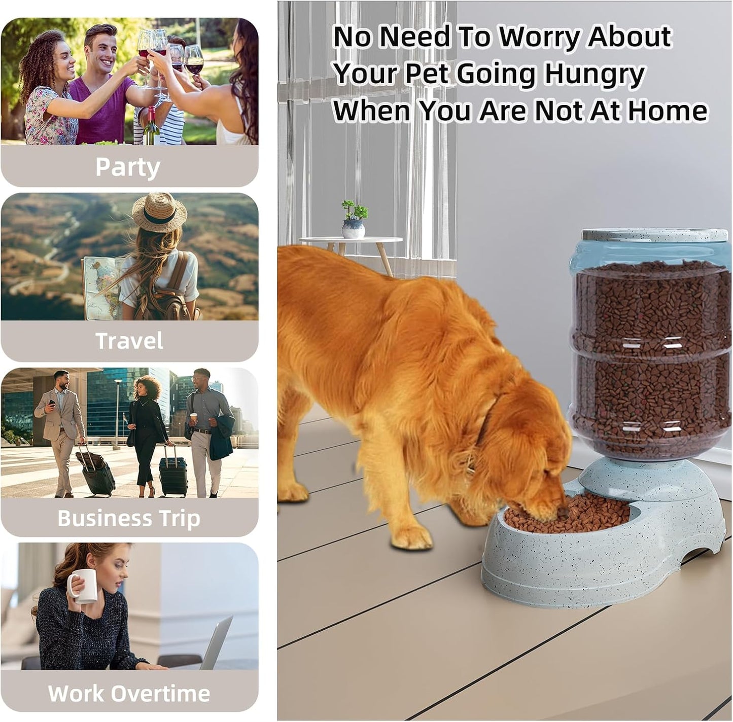 Kenond 3 Gallon Gravity Feeder, Automatic Dog Feeder, Dog Food Dispenser for Large Breed