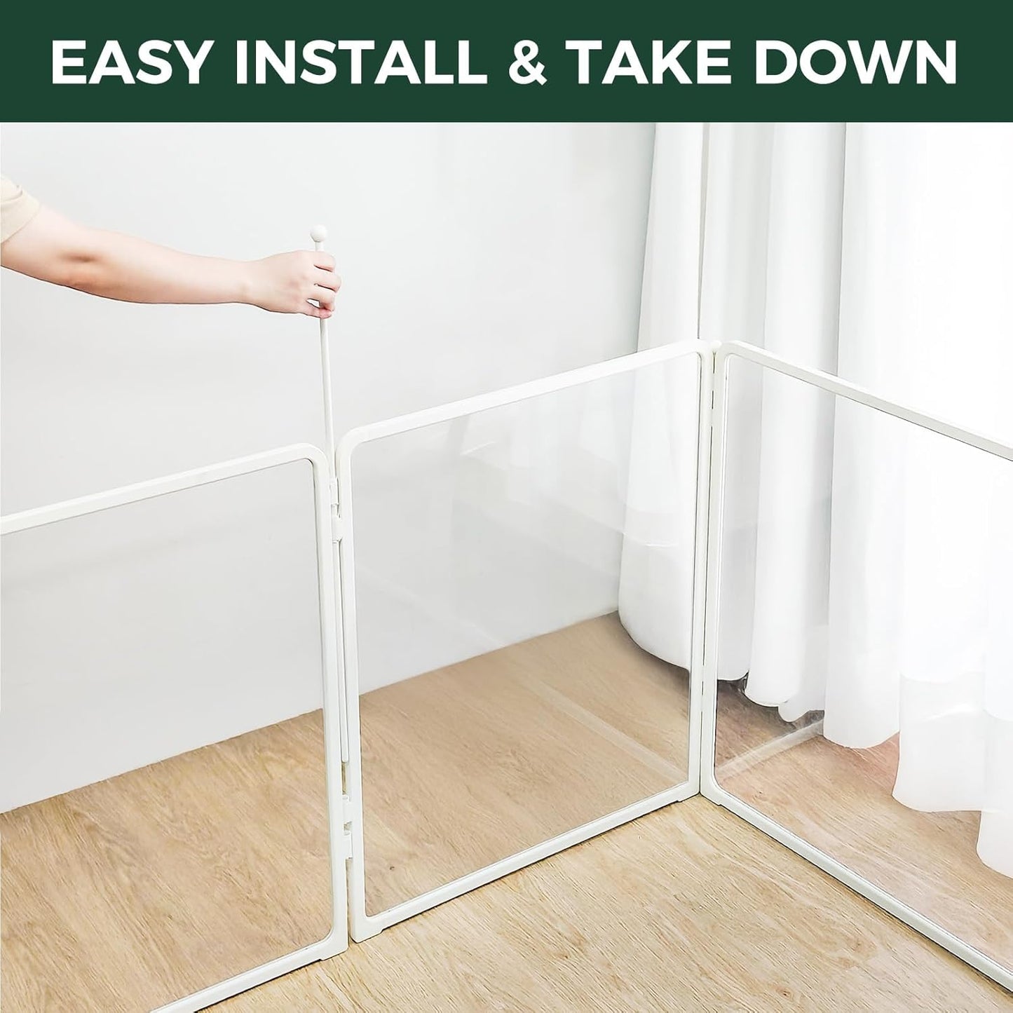 FXW Homeplus Unleashed Indoor Dog Playpen - Stress-Free and Safe Play, Heavy Duty 24 Inch 5 Acrylic Panels + 5 Wire Panels Dog Pen for Puppy and Small Dogs, White│Patented