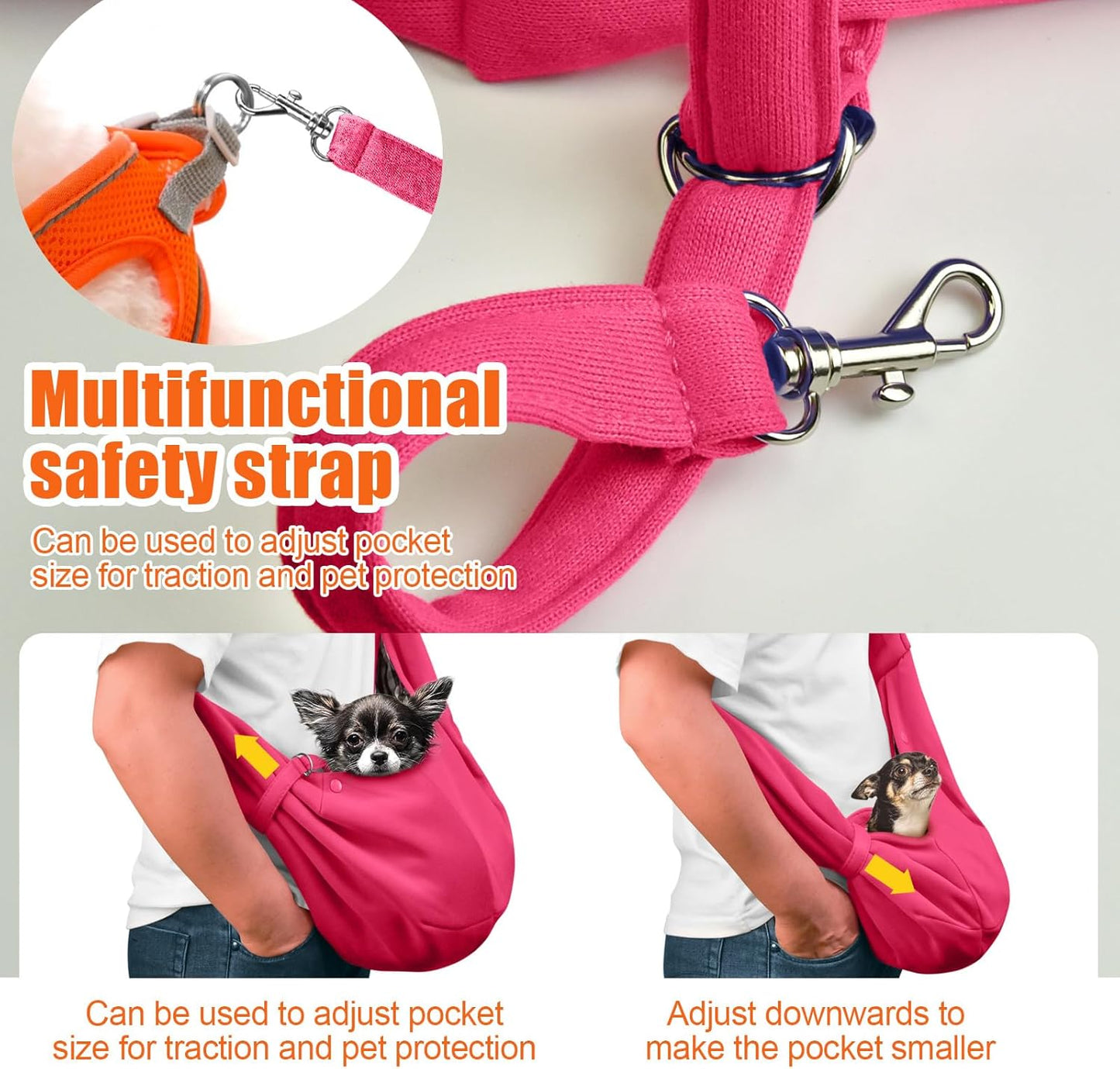 Tomkas Dog Sling Carrier for Small Dogs Puppy Carrier for Small Dogs (Rose red, for Pets Weight 2-7 lbs)