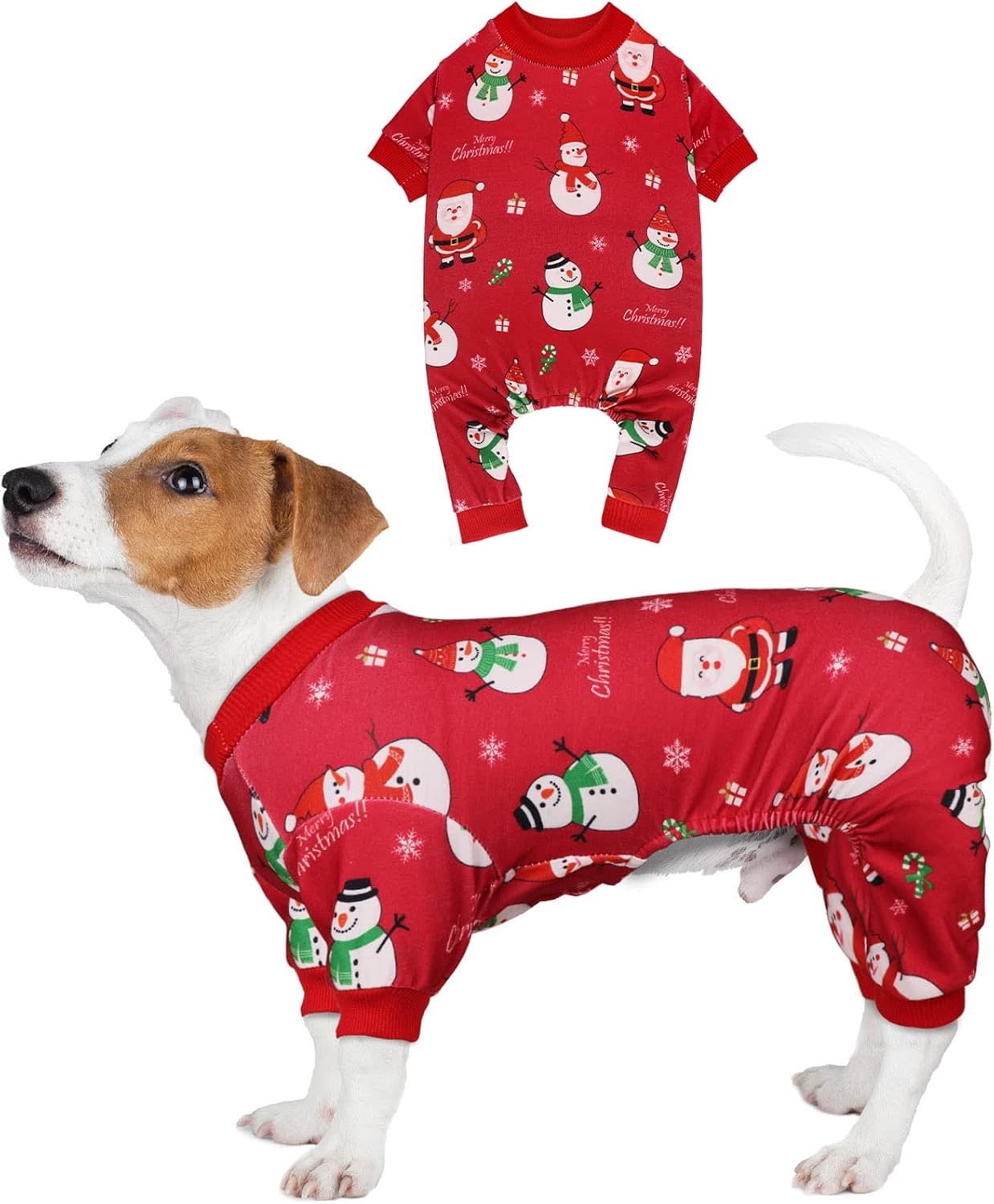 Dog Christmas Pajamas Snowman Clothes Costumes Pet Pjs Stretchy Funny Costumes Pet Outfit Dog Pajamas for Small Dogs Puppy Cat(S)
