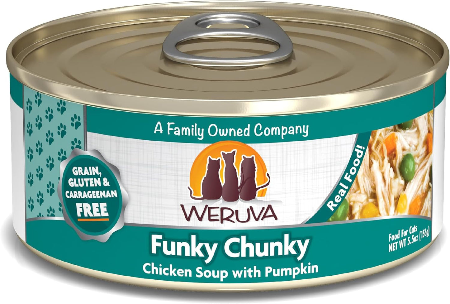 Weruva Classic Cat Food, Funky Chunky Chicken Soup with Pumpkin in Chicken Soup, 5.5oz Can (Pack of 24)